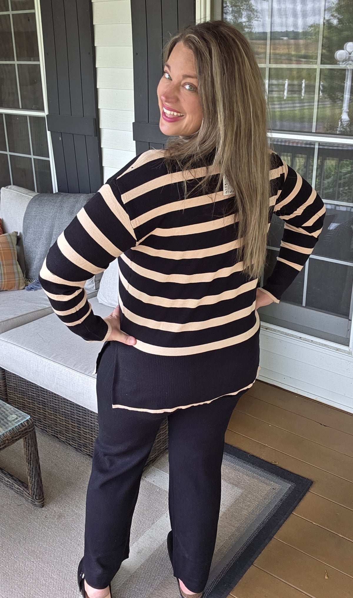 STRIPED LIGHT WEIGHT SWEATER SET - 3 COLORS