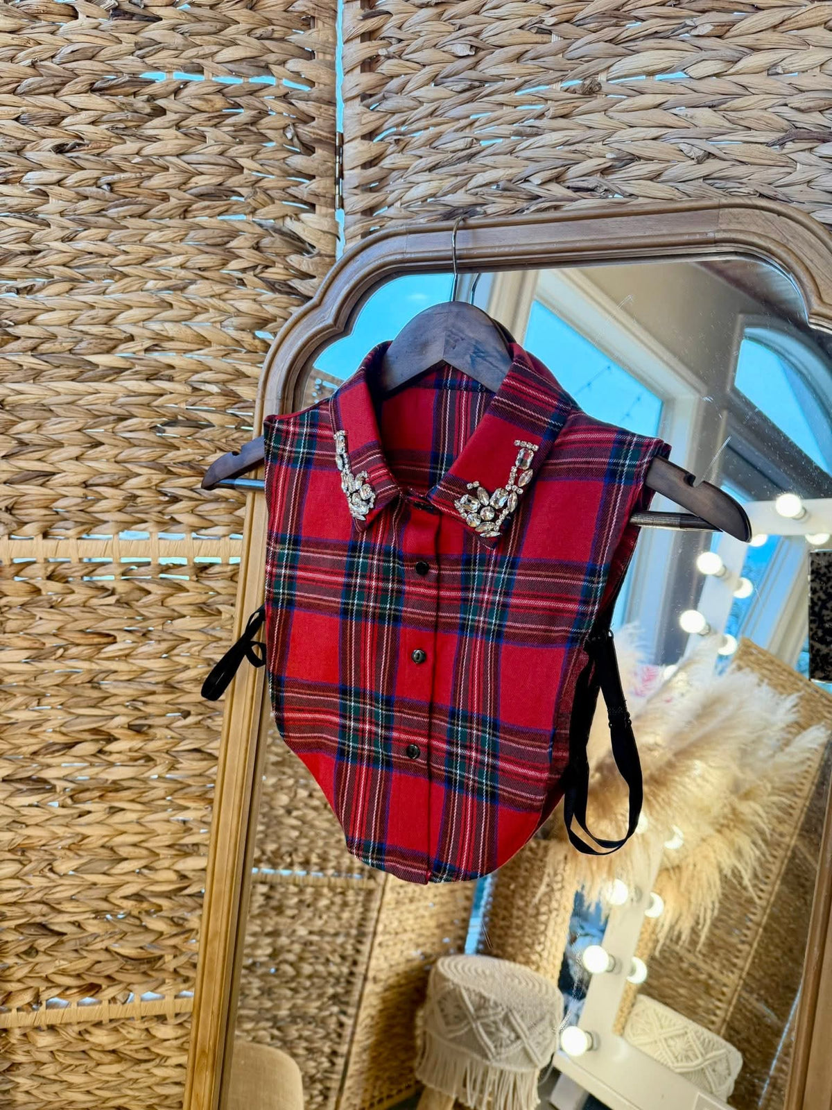 RED PLAID BLING COLLAR