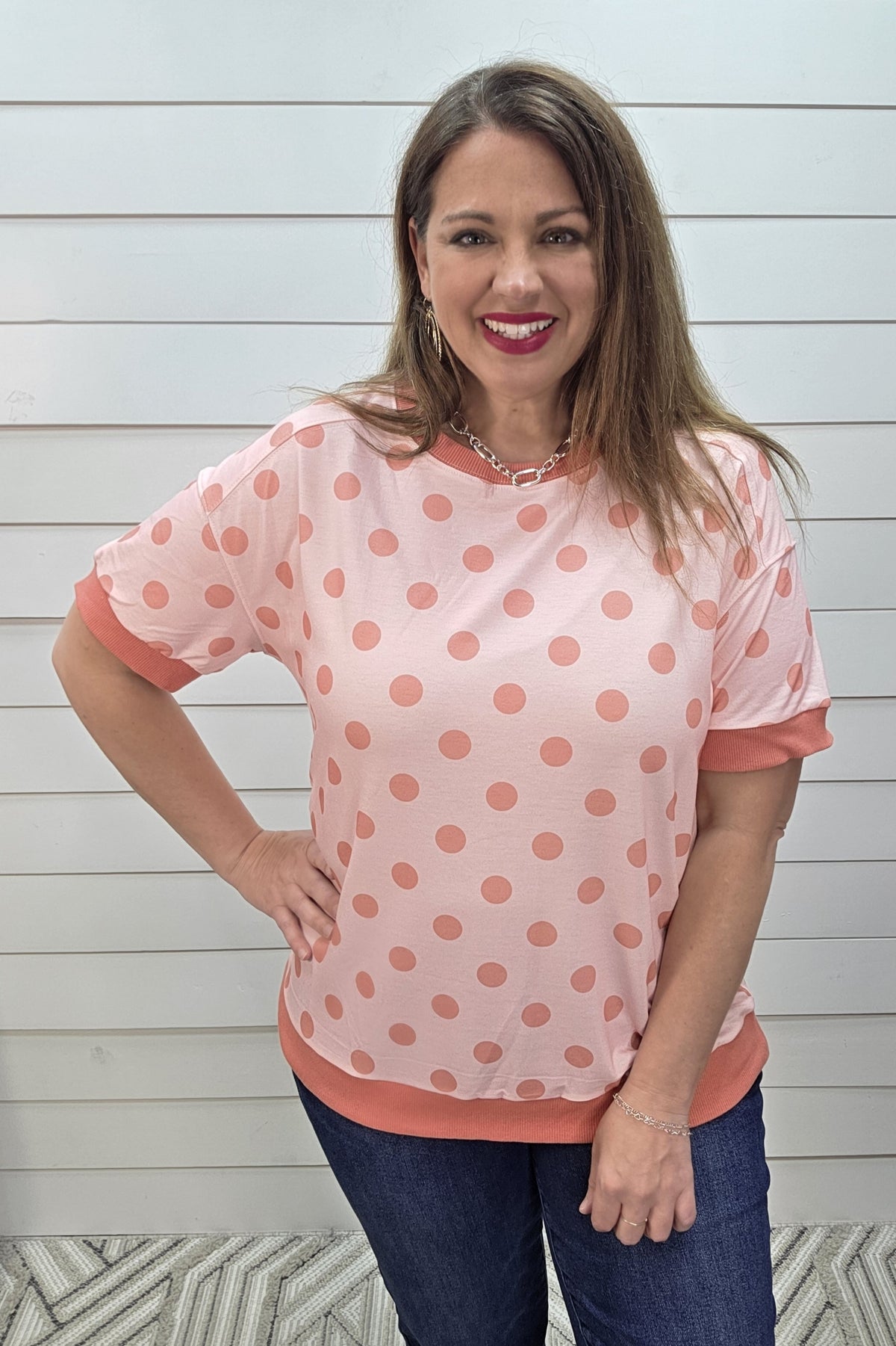 PINK POLKADOT KNIT TOP