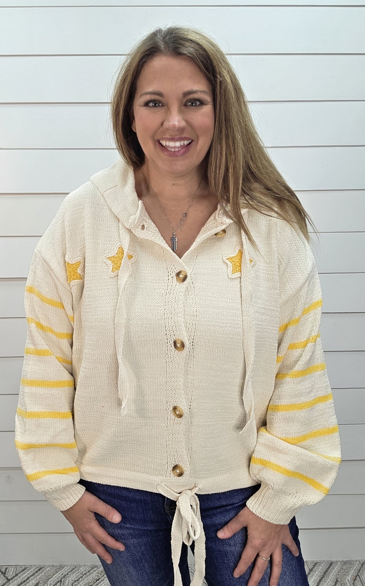 IVORY OVERSIZED STAR SWEATER/CARDIGAN