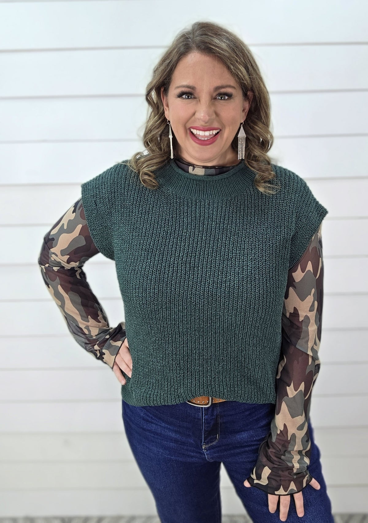 FOREST CREW NECK KNIT SWEATER VEST