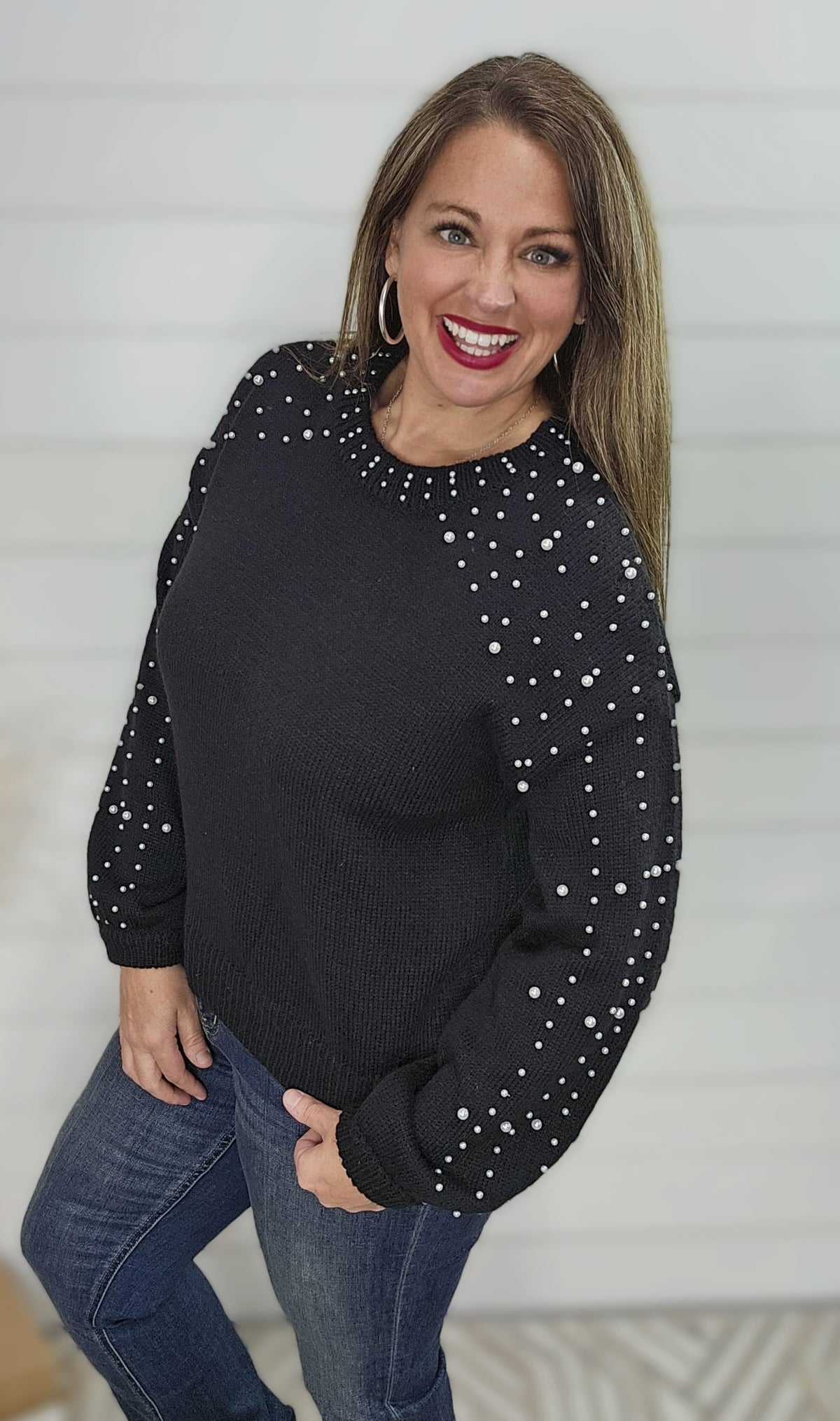 BLACK PEARL KNIT SWEATER