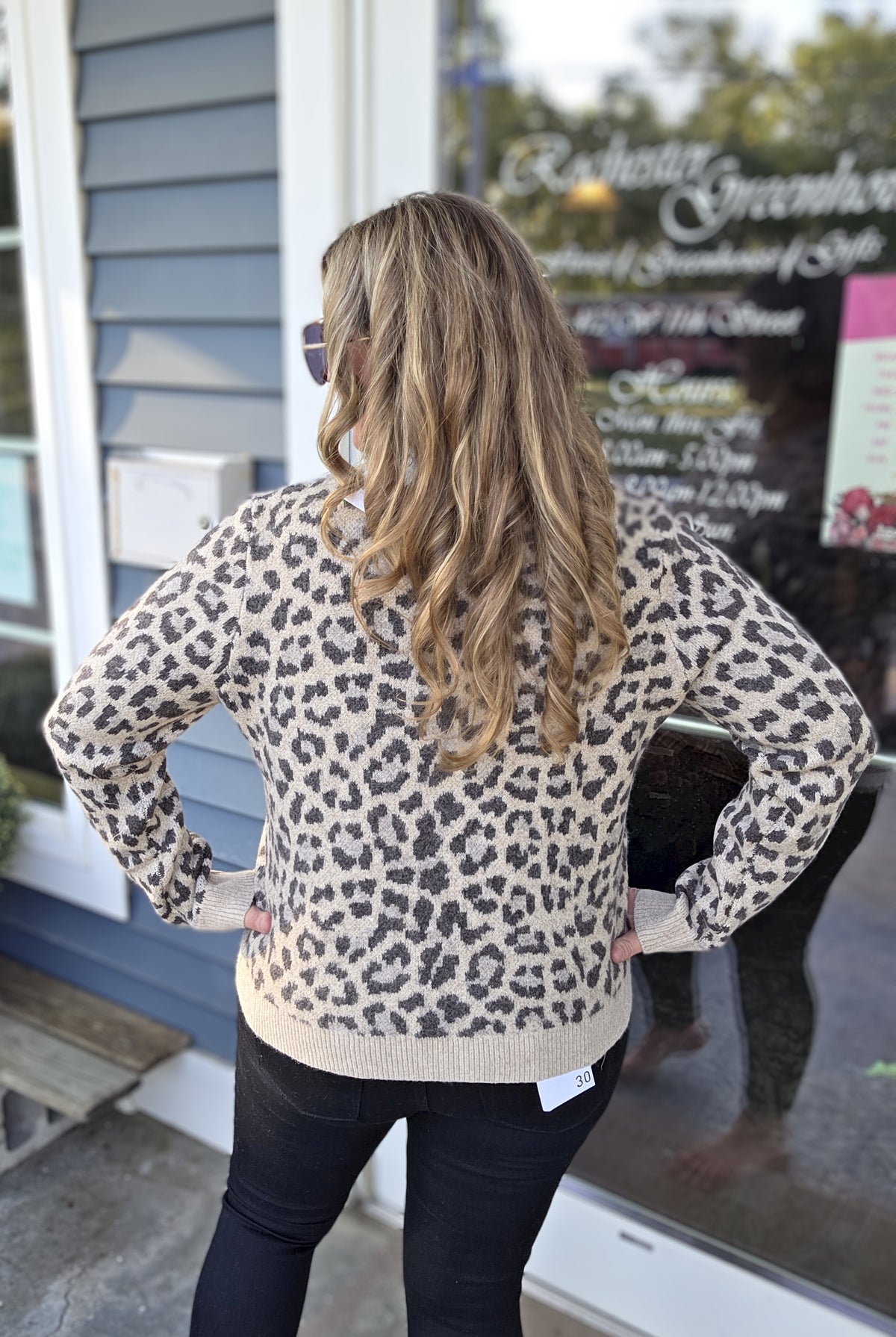 TAUPE LEOPARD BUTTON DOWN SWEATER CARDIGAN