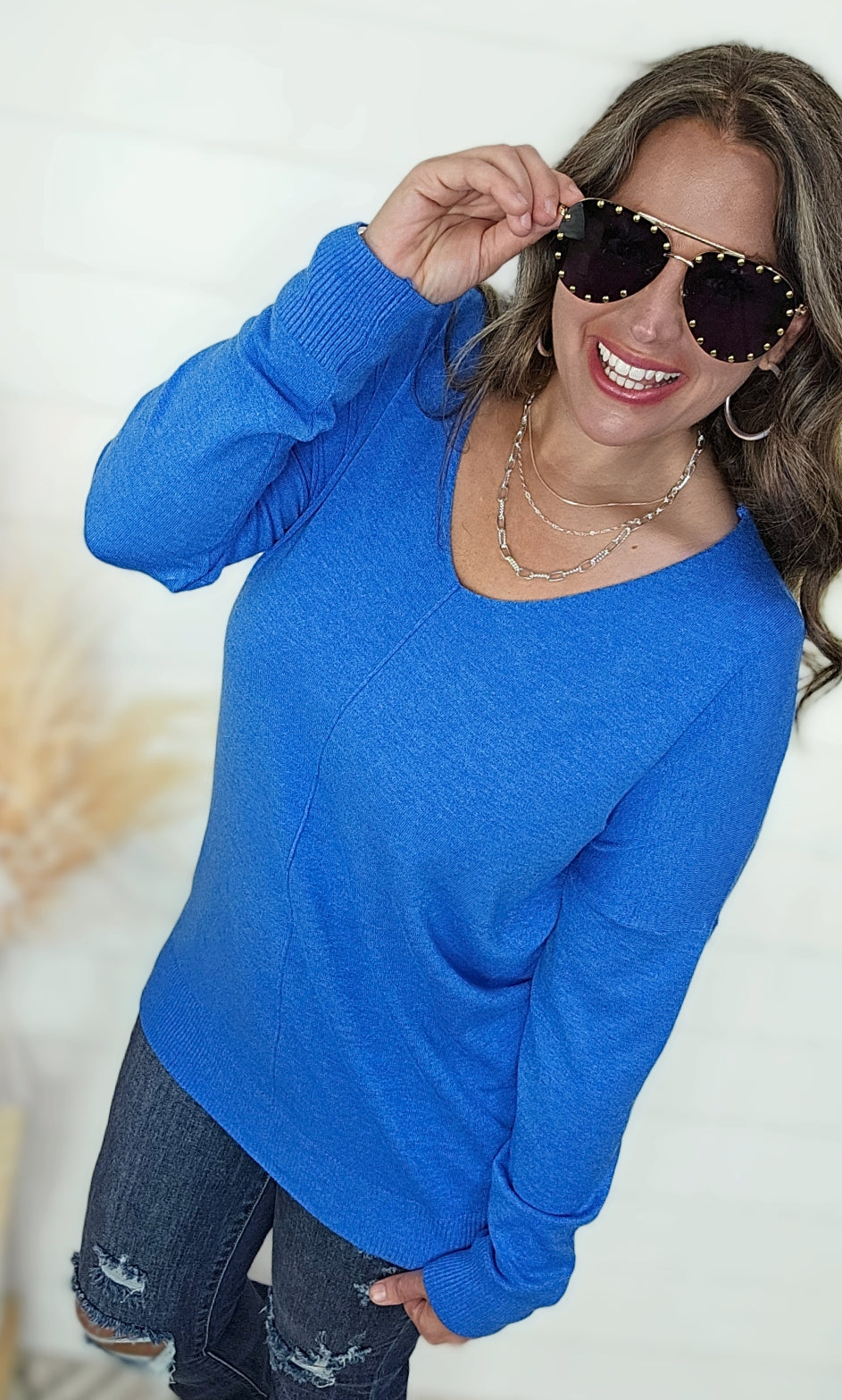 HEATHERED MARLIN FRONT SEAM ULTRA SOFT HI LOW LIGHT WEIGHT SWEATER