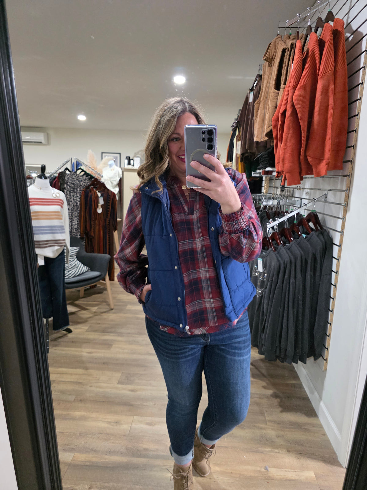 NAVY SNAP/ZIPPER PUFFER VEST