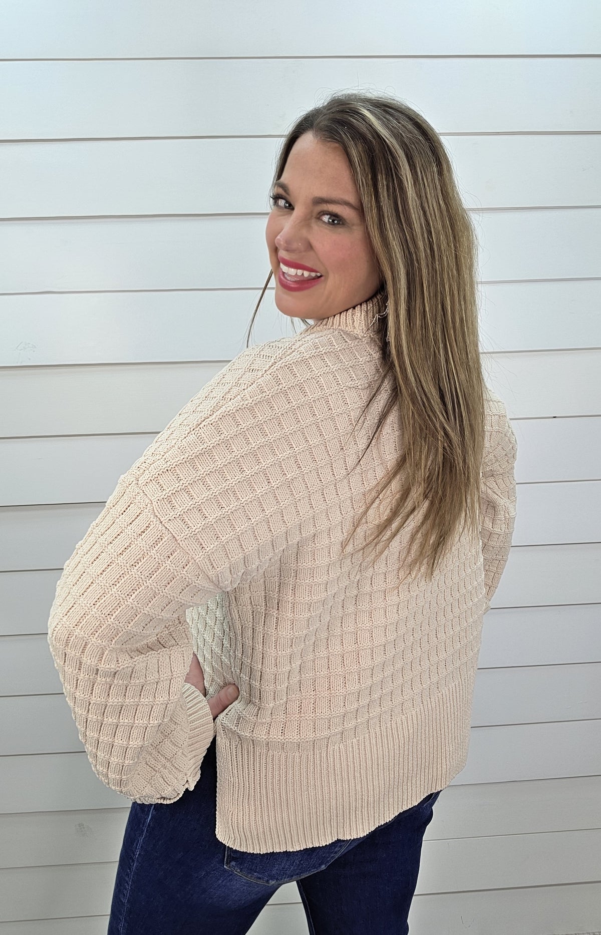 OATMEAL TEXTURED PULLOVER SWEATER