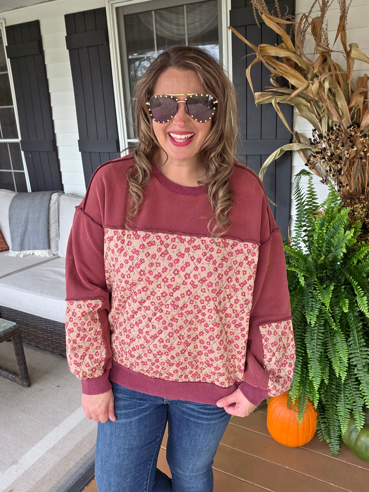 MULBERRY FLEECE LINED QUILTED PULLOVER W/ SIDE POCKETS