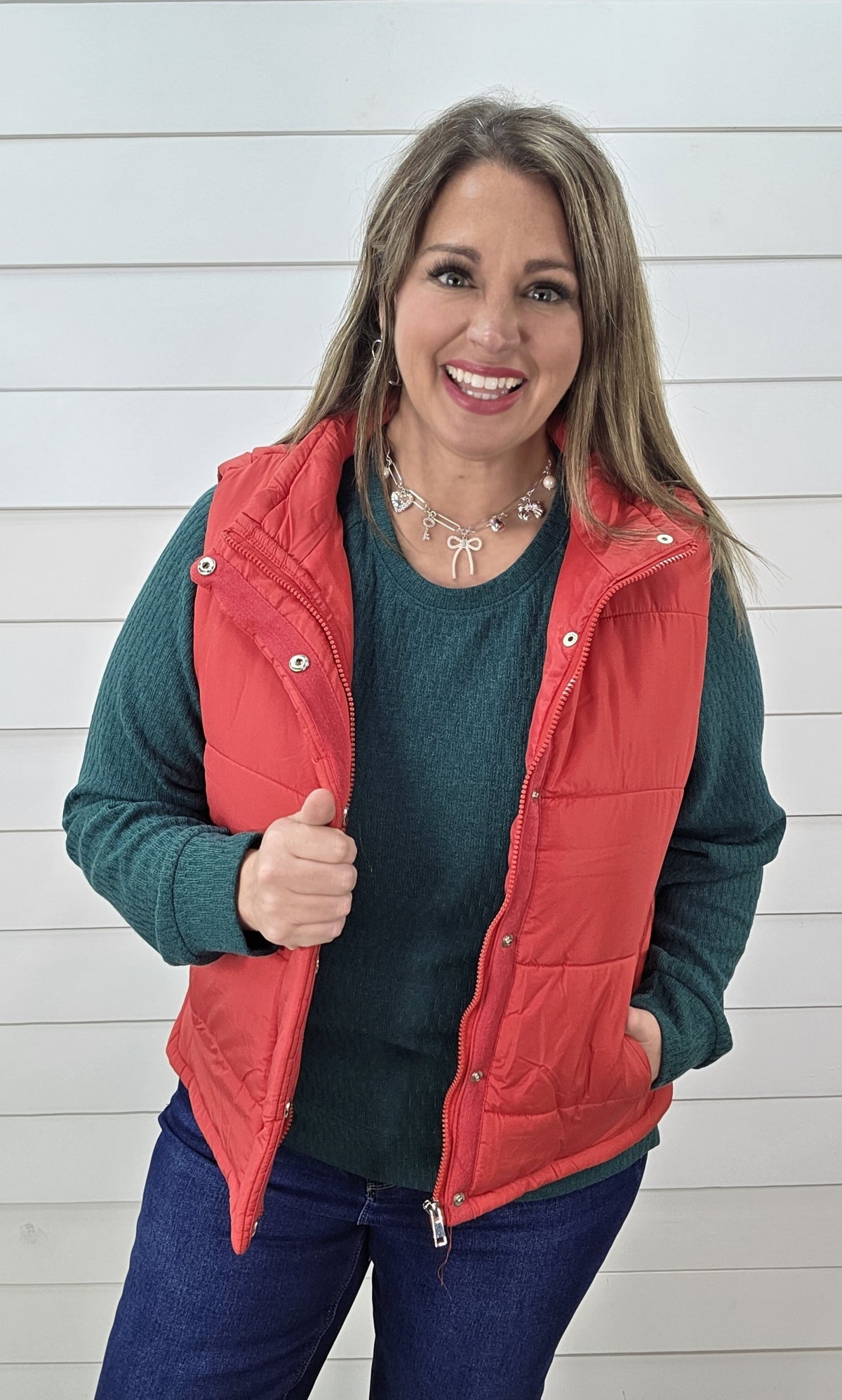 HUNTER GREEN TEXTURED LONG SLEEVE PULLOVER