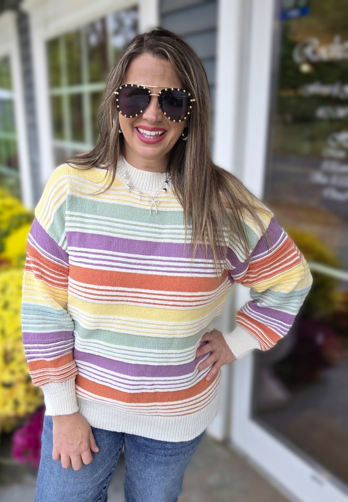 MULTI COLOR KNIT PULLOVER SWEATER