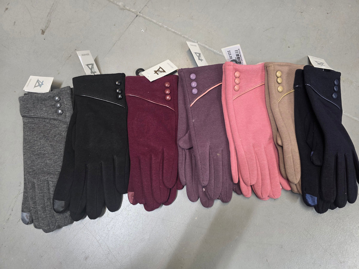 BUTTON TRIM GLOVES - 7 COLORS