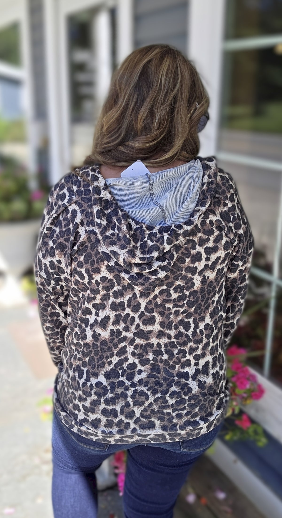 BROWN ANIMAL PRINT LIGHT WEIGHT HOODIE