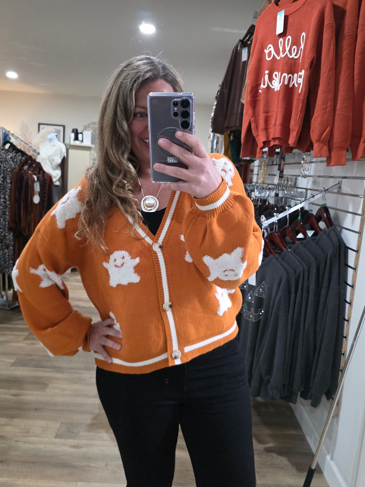 GHOST BUTTON UP CARDIGAN SWEATER