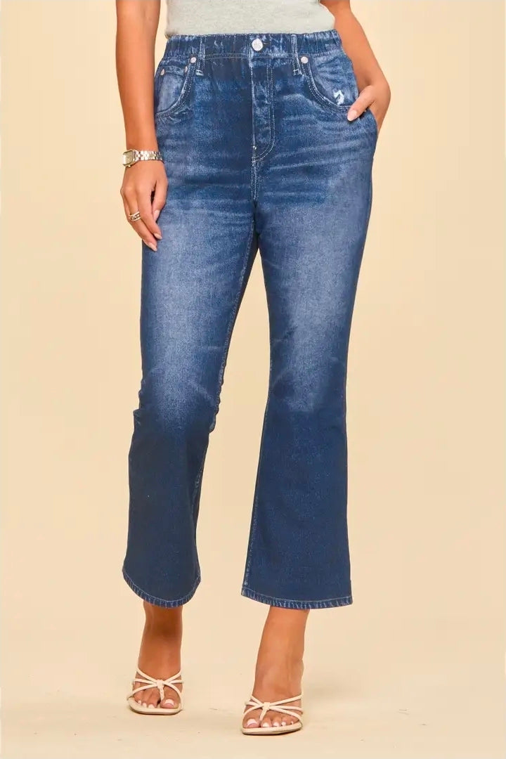 DEAR SCARLETT CROPPED BOOT ZENIM FAUX JEAN