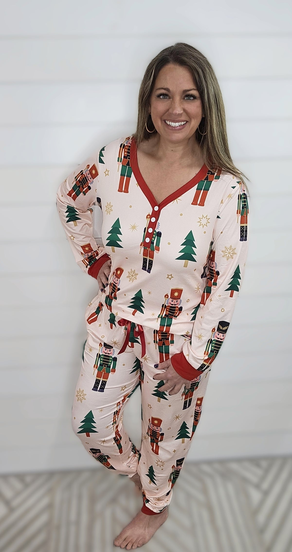 LONG SLEEVE HOLIDAY JOGGER PJ SET - 2 PRINTS