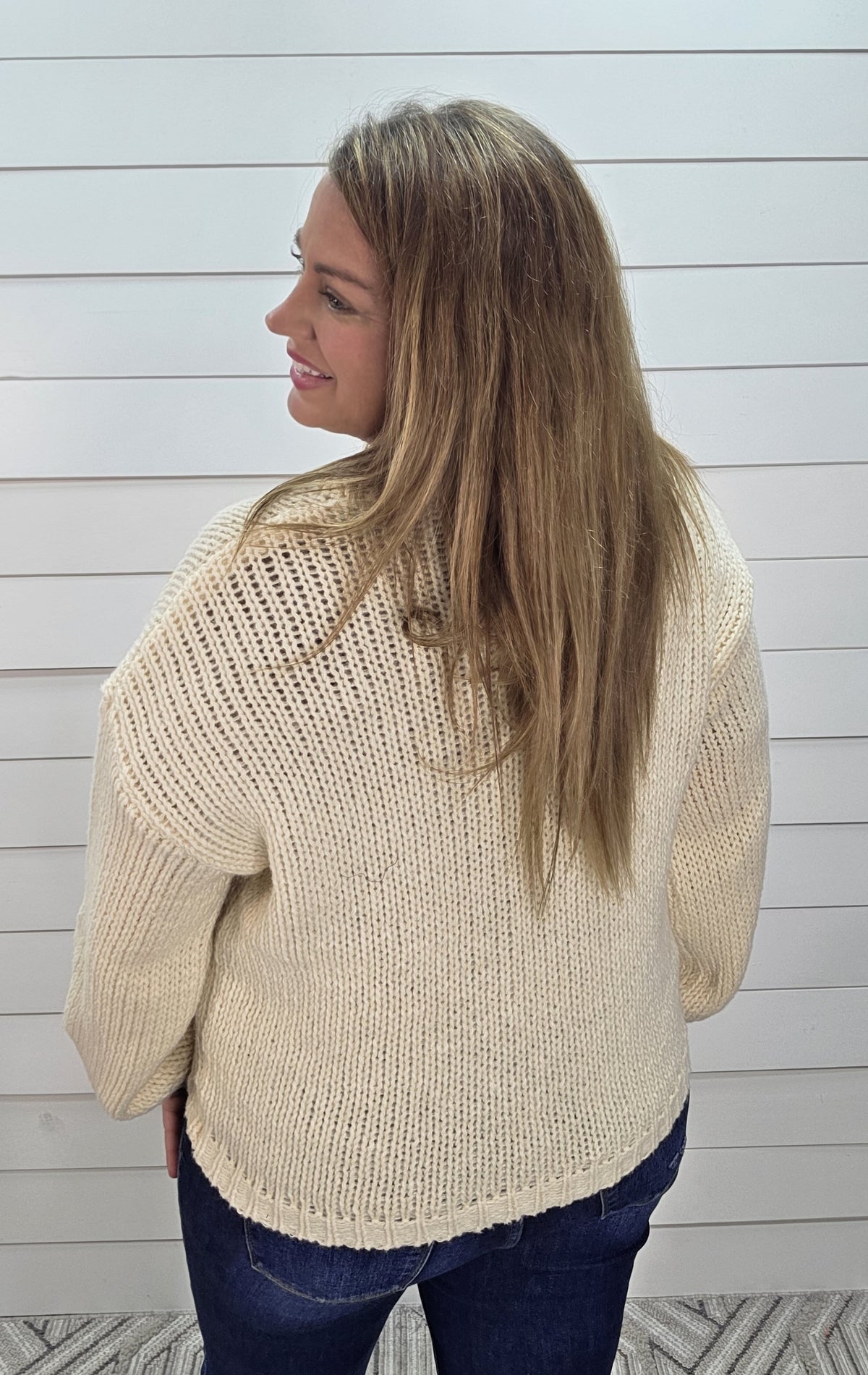 CREAM SUNFLOWER BUTTON CARDIGAN