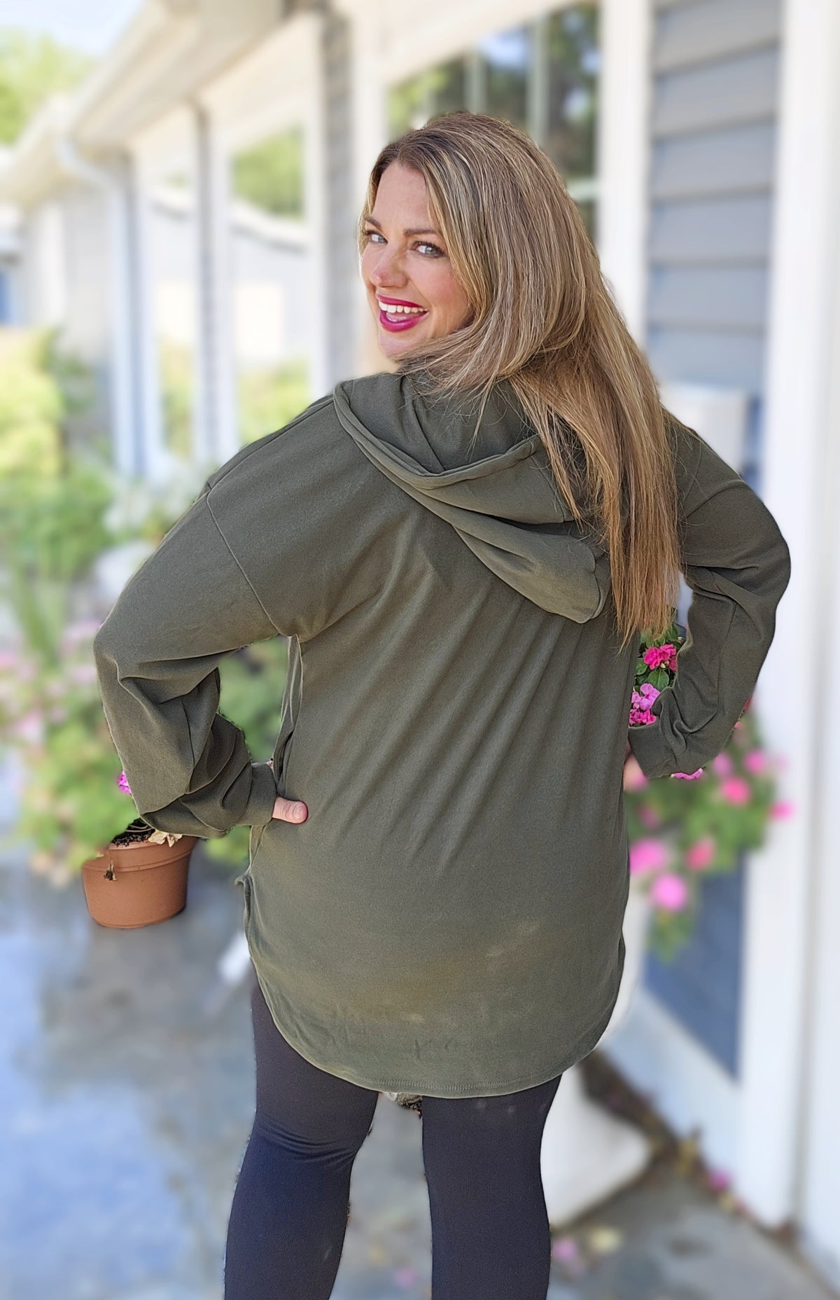 OLIVE MICROFIBER SOFT QUARTER ZIP PULLOVER