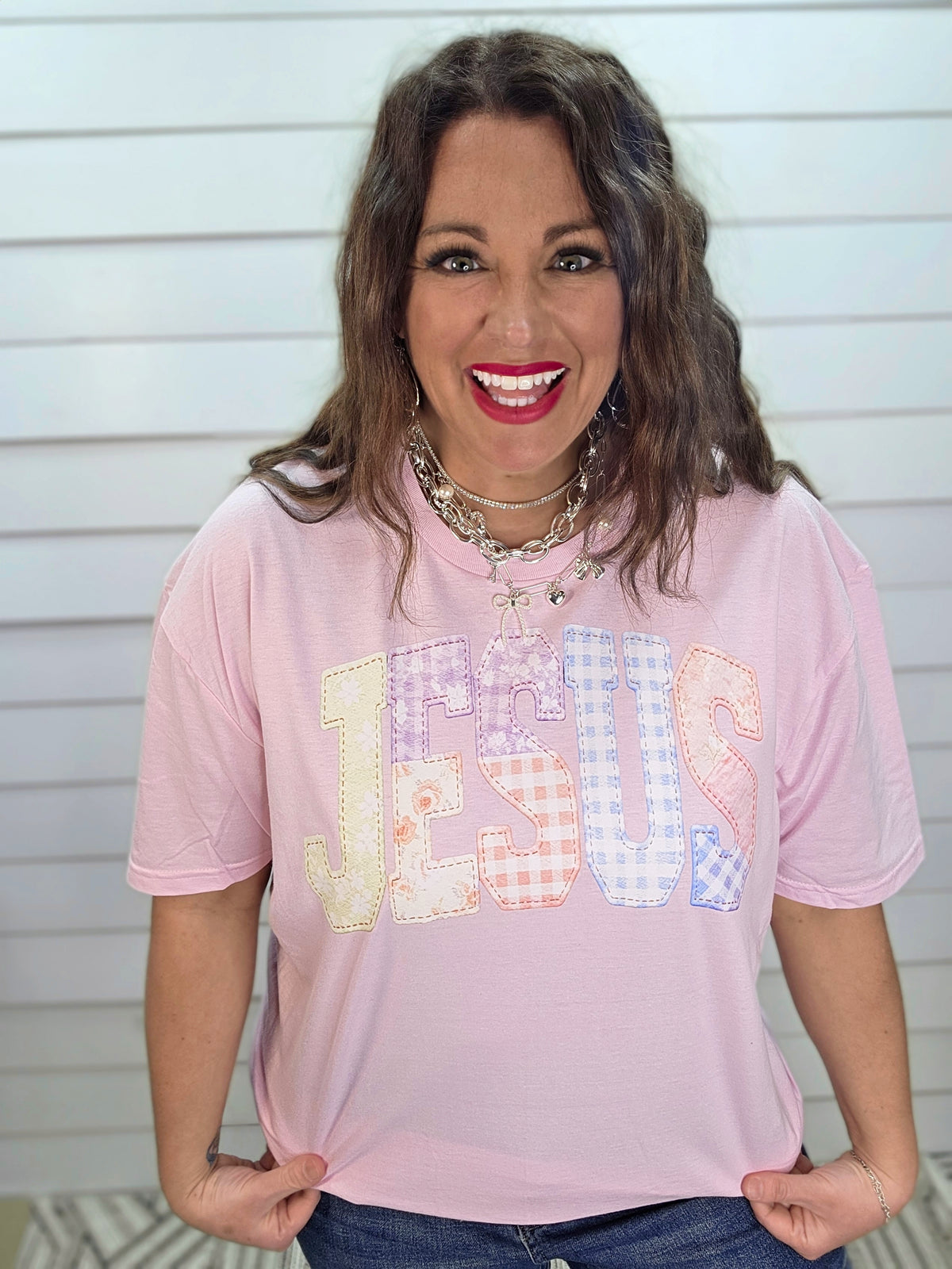 JESUS FAUX QUILTED GRAPHIC TEE - UNISEX SOFTSTYLE