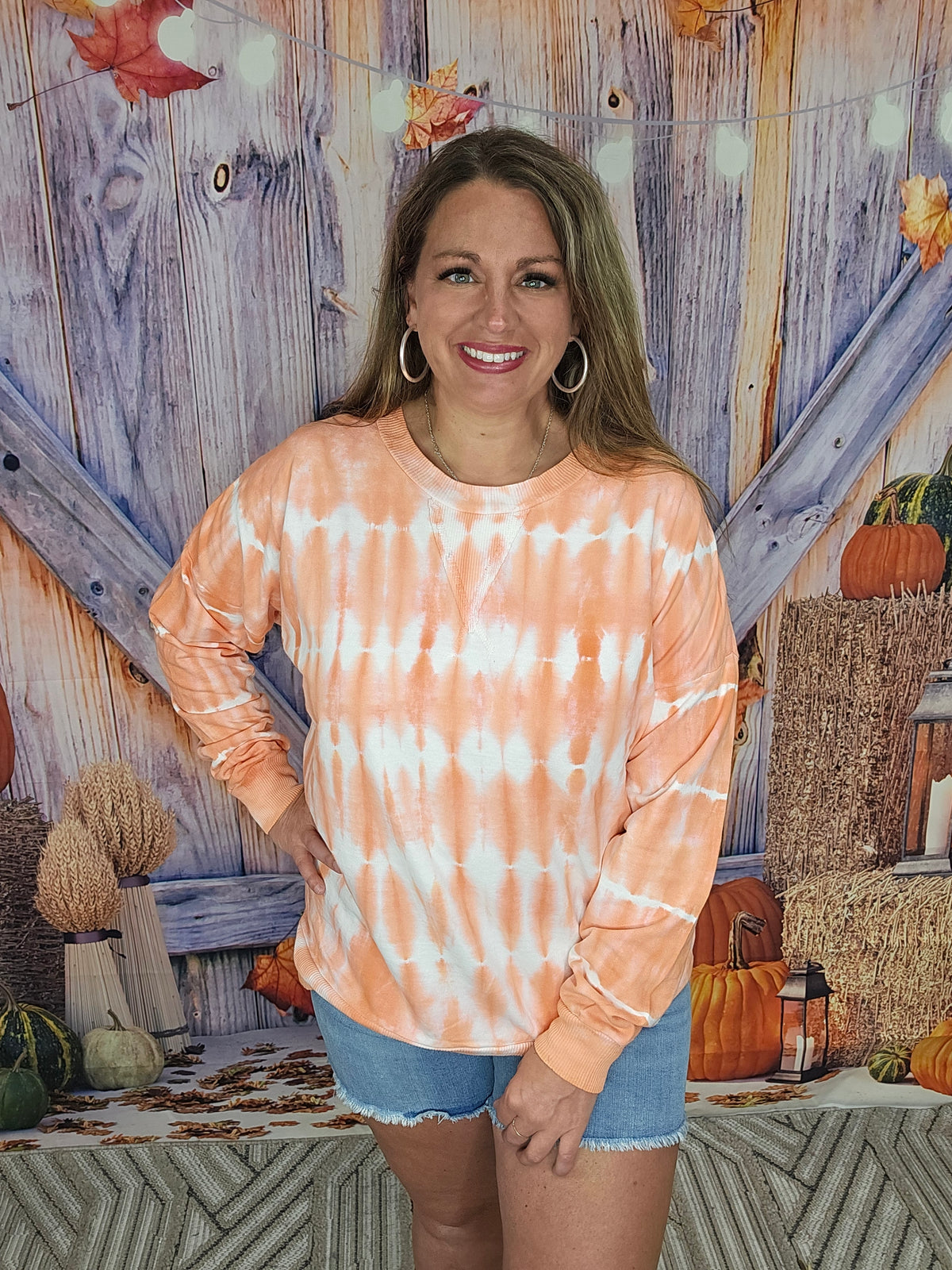 NEON CORAL TIE DYE LIGHT WEIGHT FRENCH TERRY PULLOVER