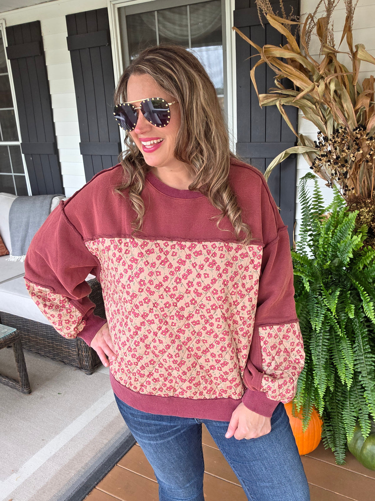 MULBERRY FLEECE LINED QUILTED PULLOVER W/ SIDE POCKETS