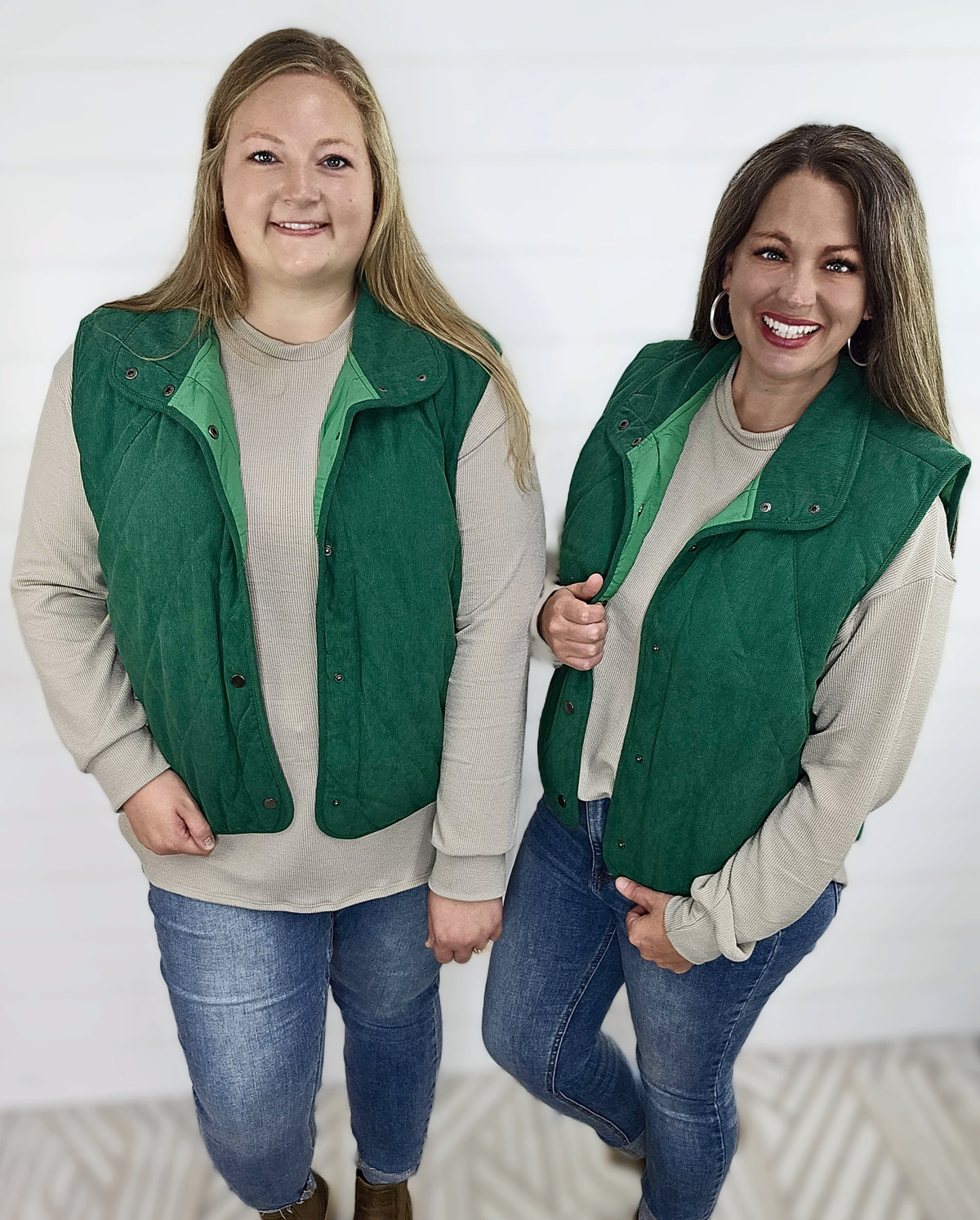 GREEN CORDUROY SNAP BUTTON VEST