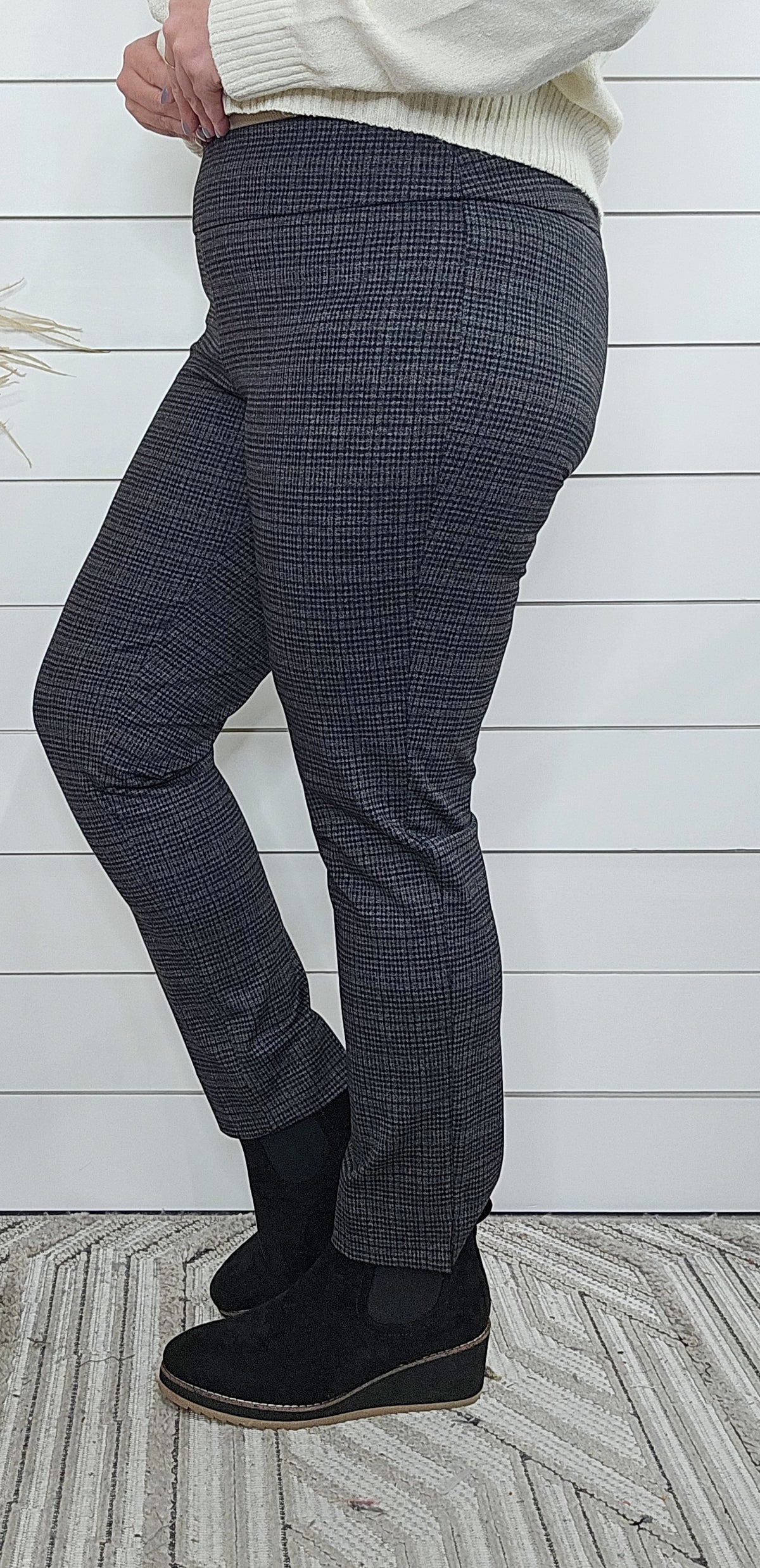 KAREN HART BLACK PLAID PULLON PANT