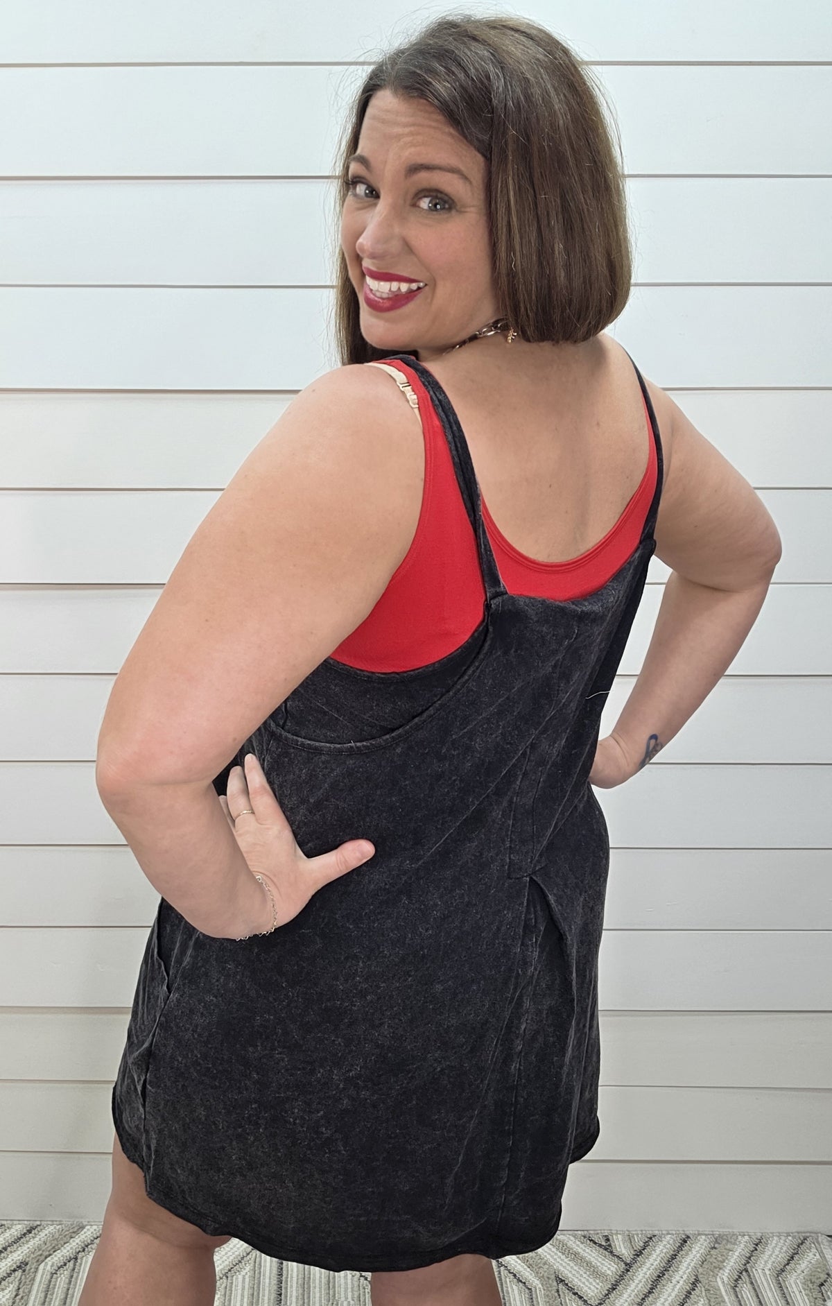 BLACK MINERAL WASH SKORT DRESS
