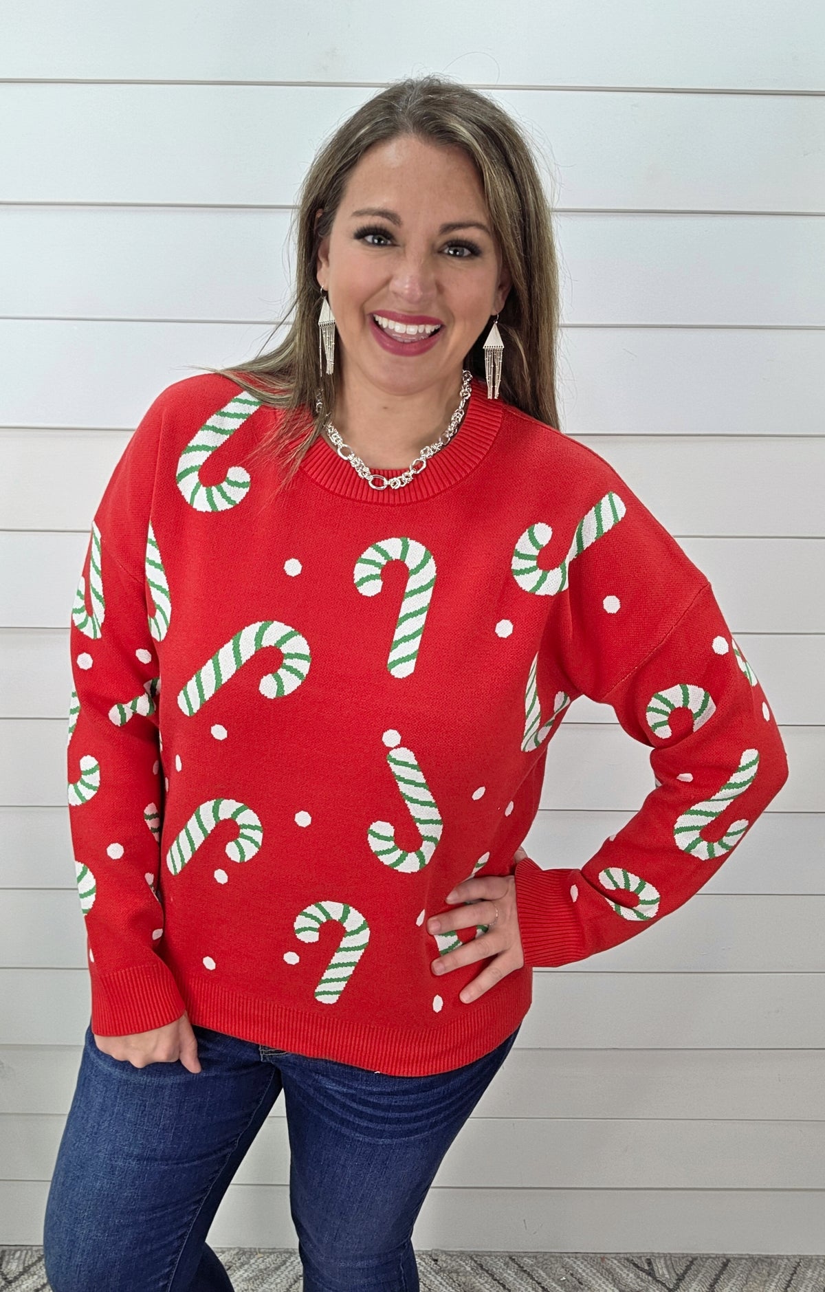 RED CANDY CANE SWEATER
