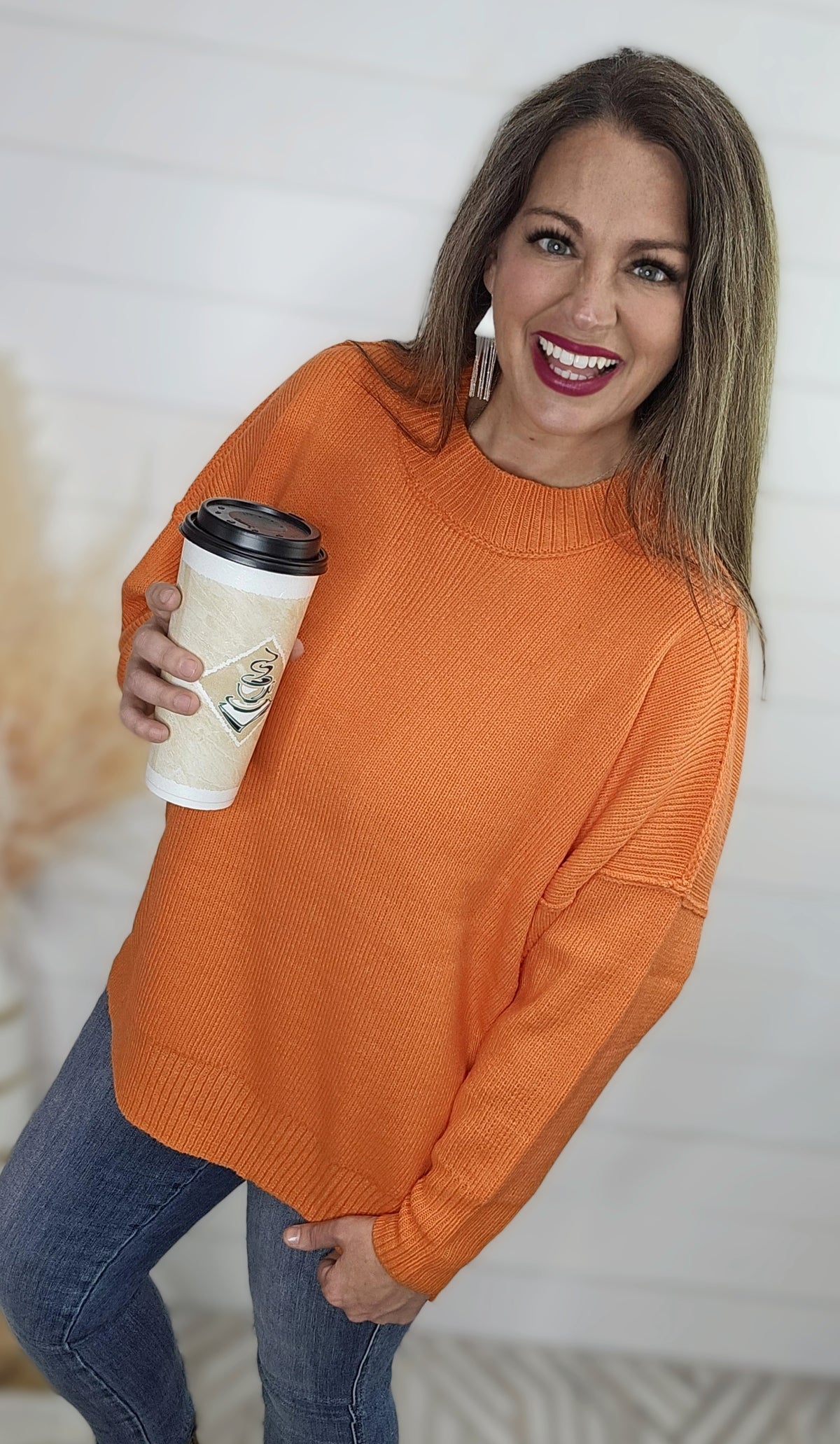 TANGERINE DROP SHOULDER OVERSIZED SWEATER