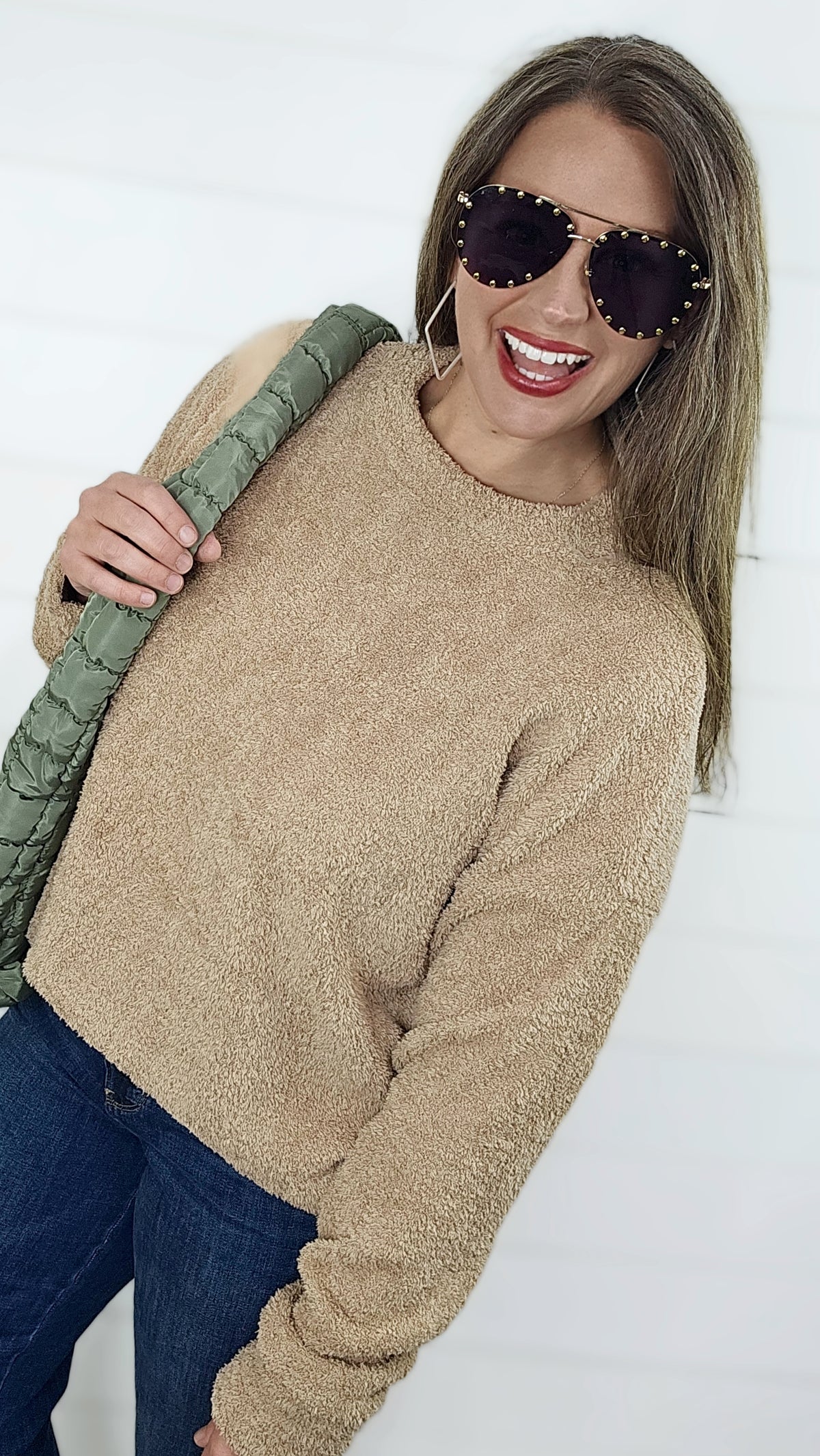 COCOA PLUSH PULLOVER KNIT TOP