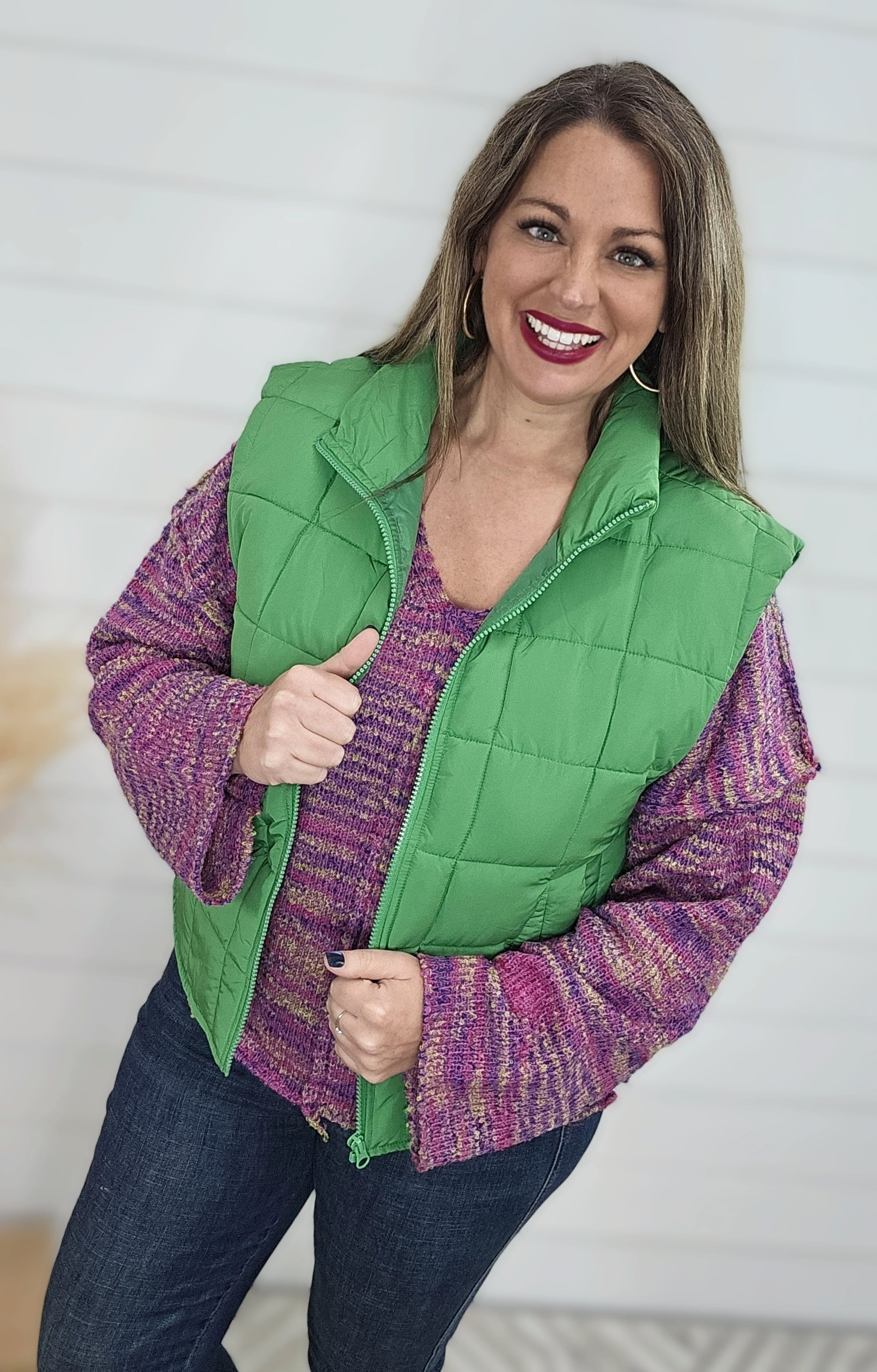 Kelly green puffer vest hotsell