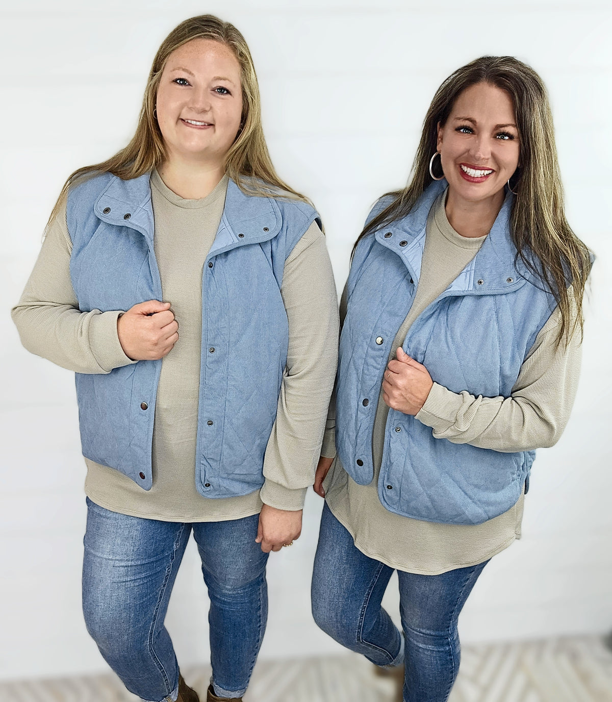 SLATE BLUE CORDUROY SNAP BUTTON VEST