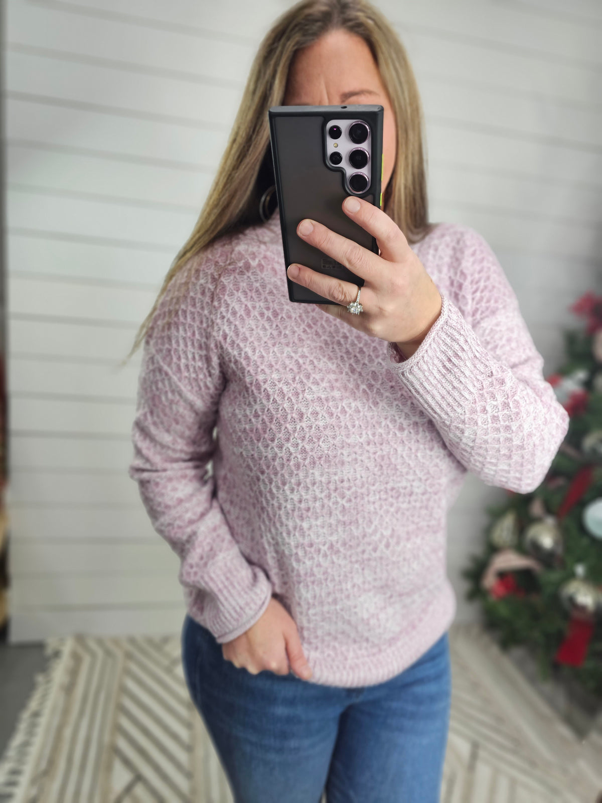 LAVENDER TEXTURED PULLOVER SWEATER