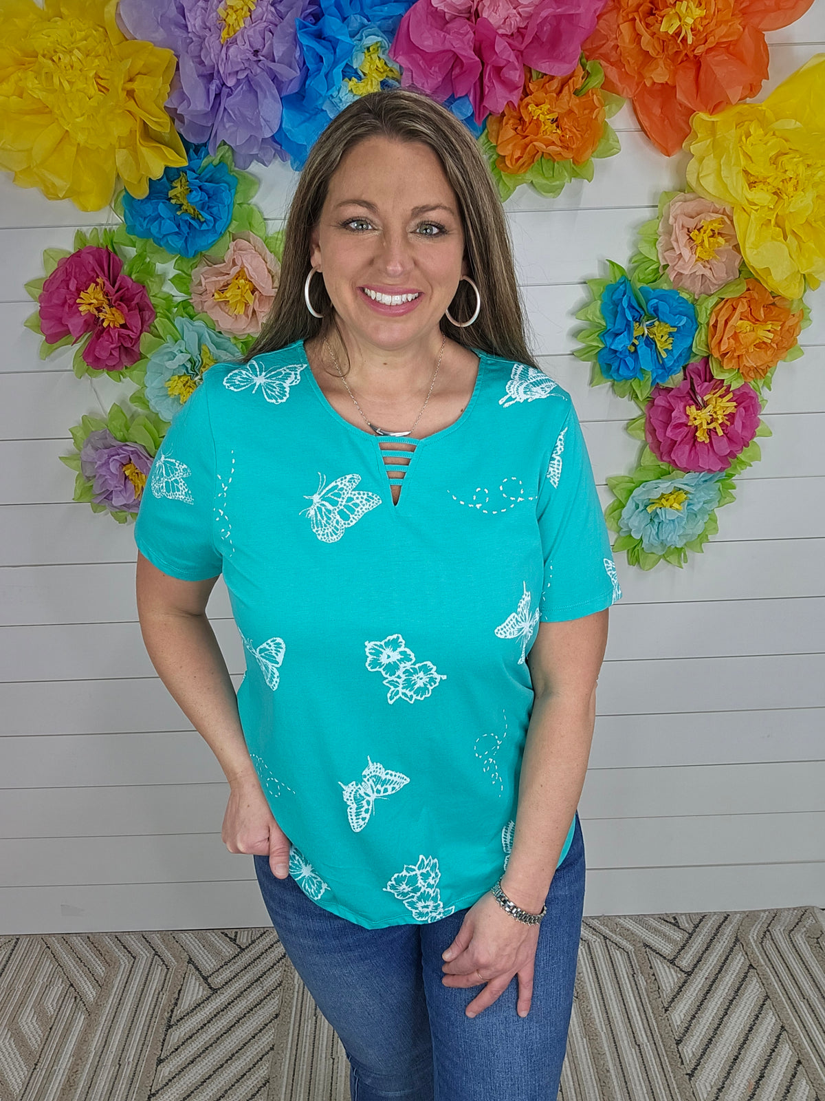 MINT BUTTERFLY TOP W/ CUTOUT