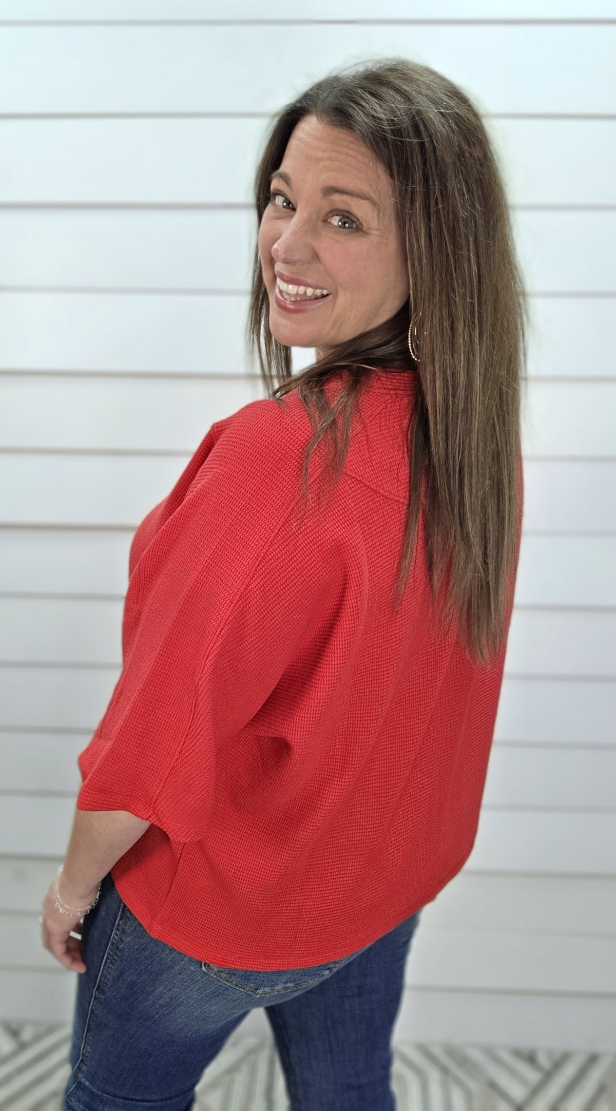RUBY DOUBLE KNIT TEXTURED HALF SLEEVE KNIT TOP
