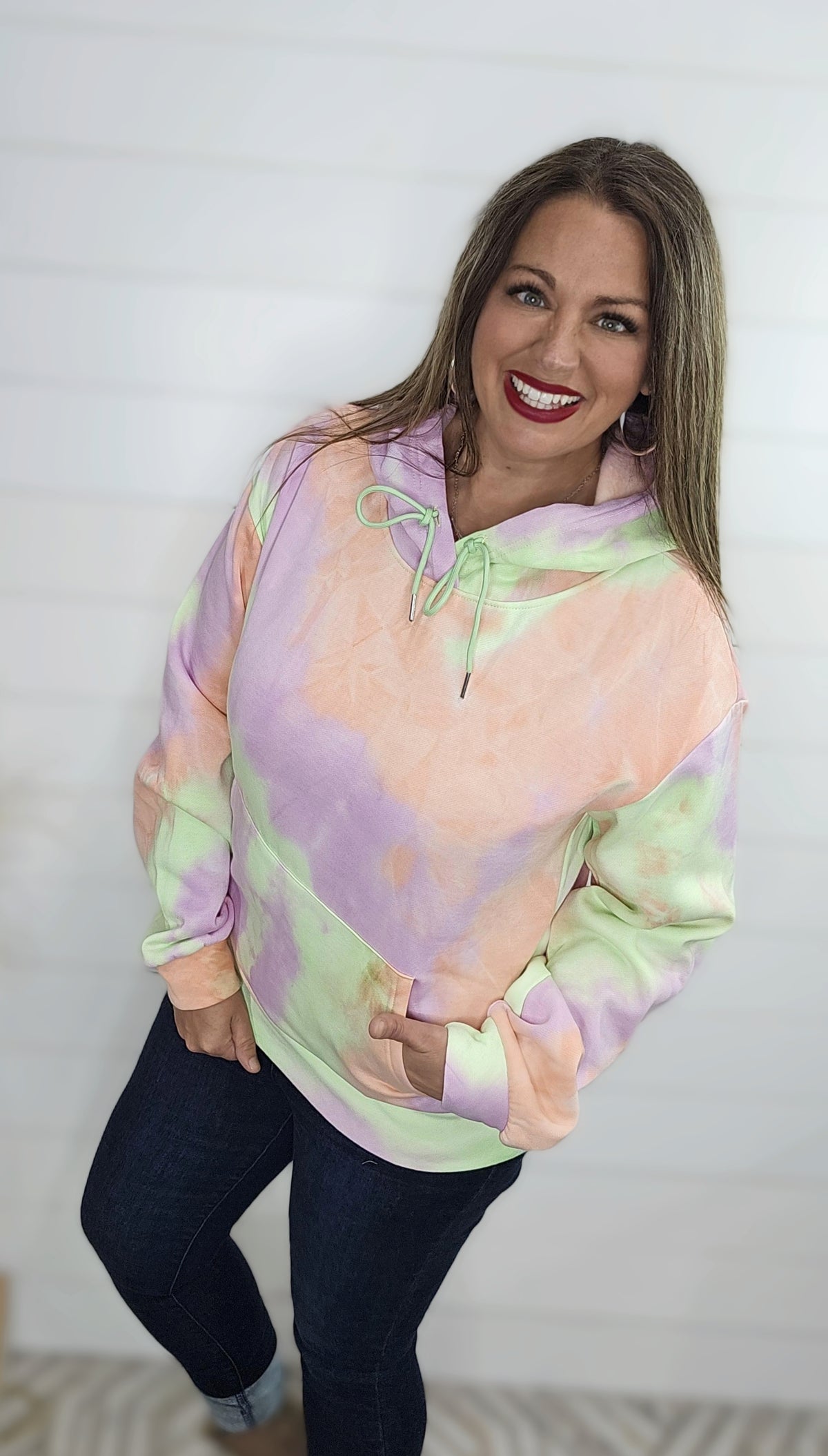 PLUSH TIE DYE BRIGHT HOODIE