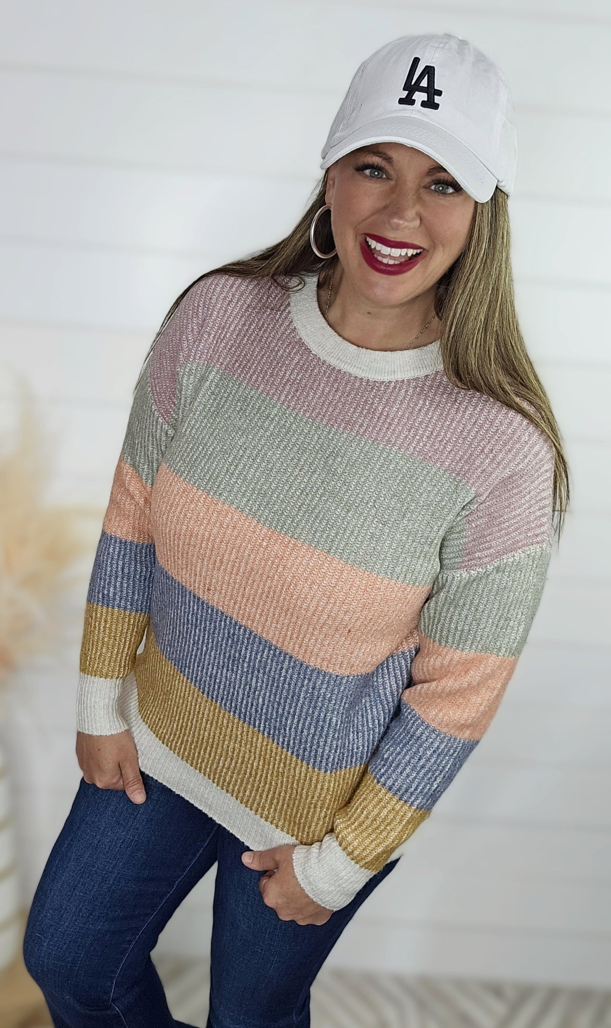 MAUVE MULTI COLOR SOFT PULLOVER SWEATER