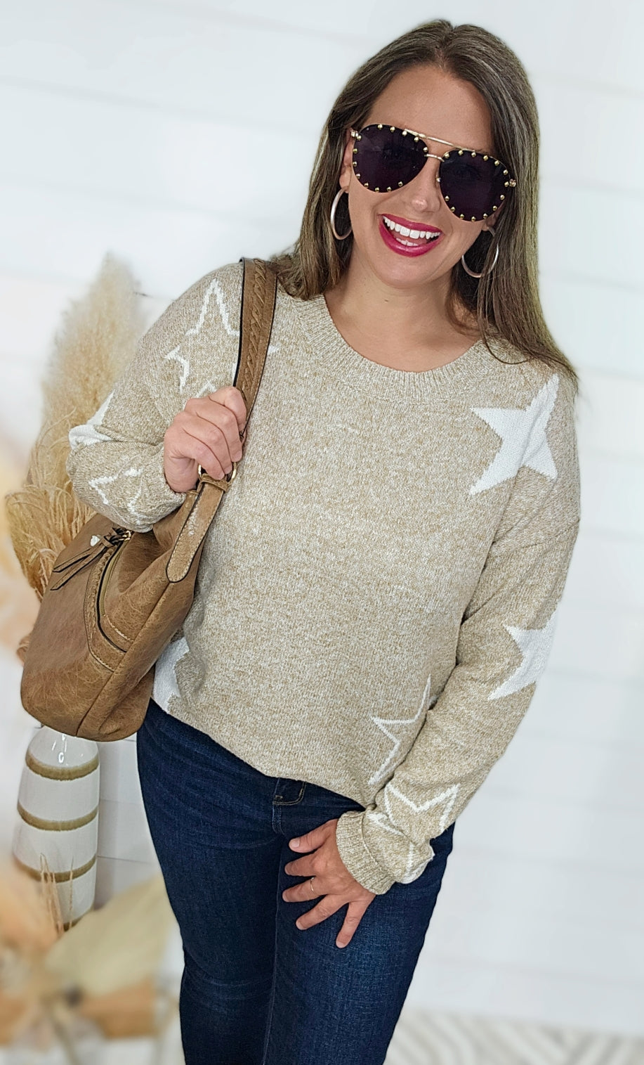 MOCHA STAR KNIT SWEATER