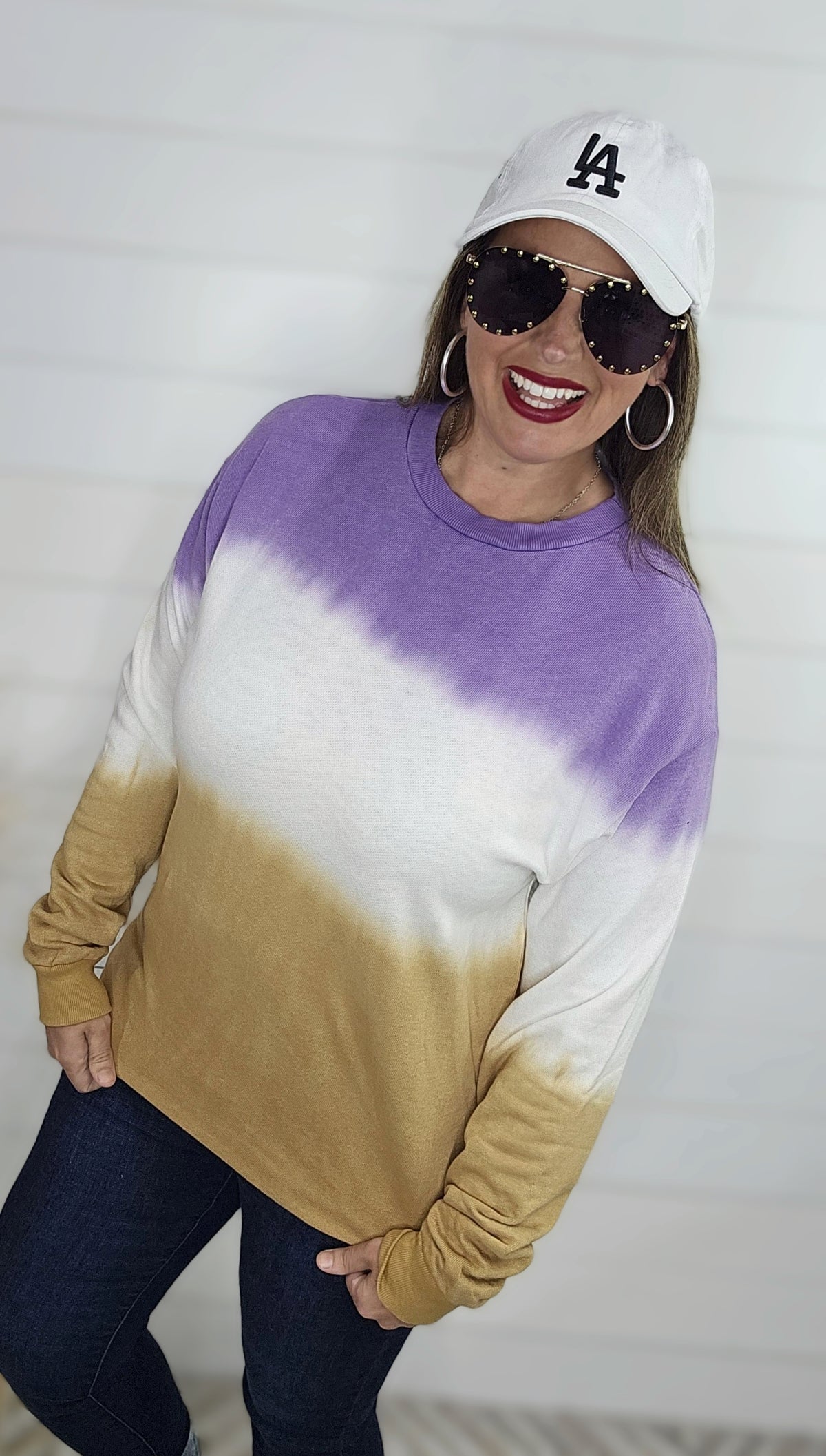 PURPLE GARMET DYED SOFT FRENCH TERRY PULLOVER