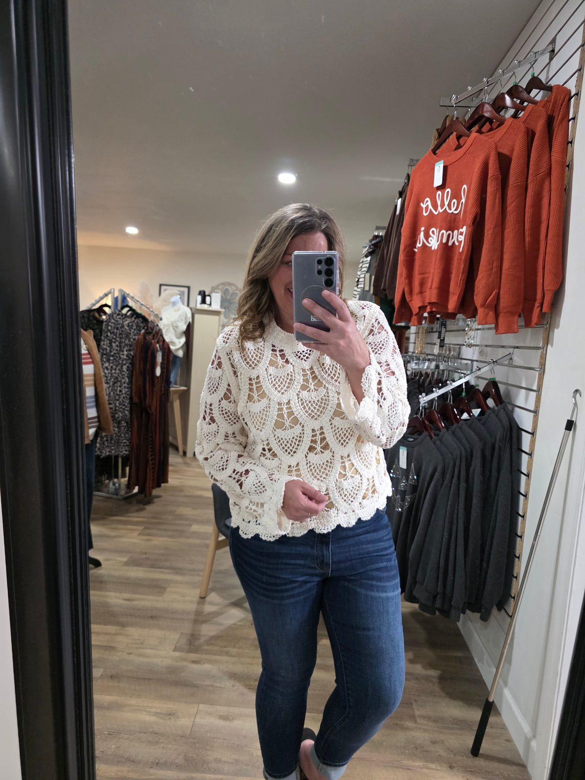 POL IVORY CROCHET ONE SIZE SWEATER
