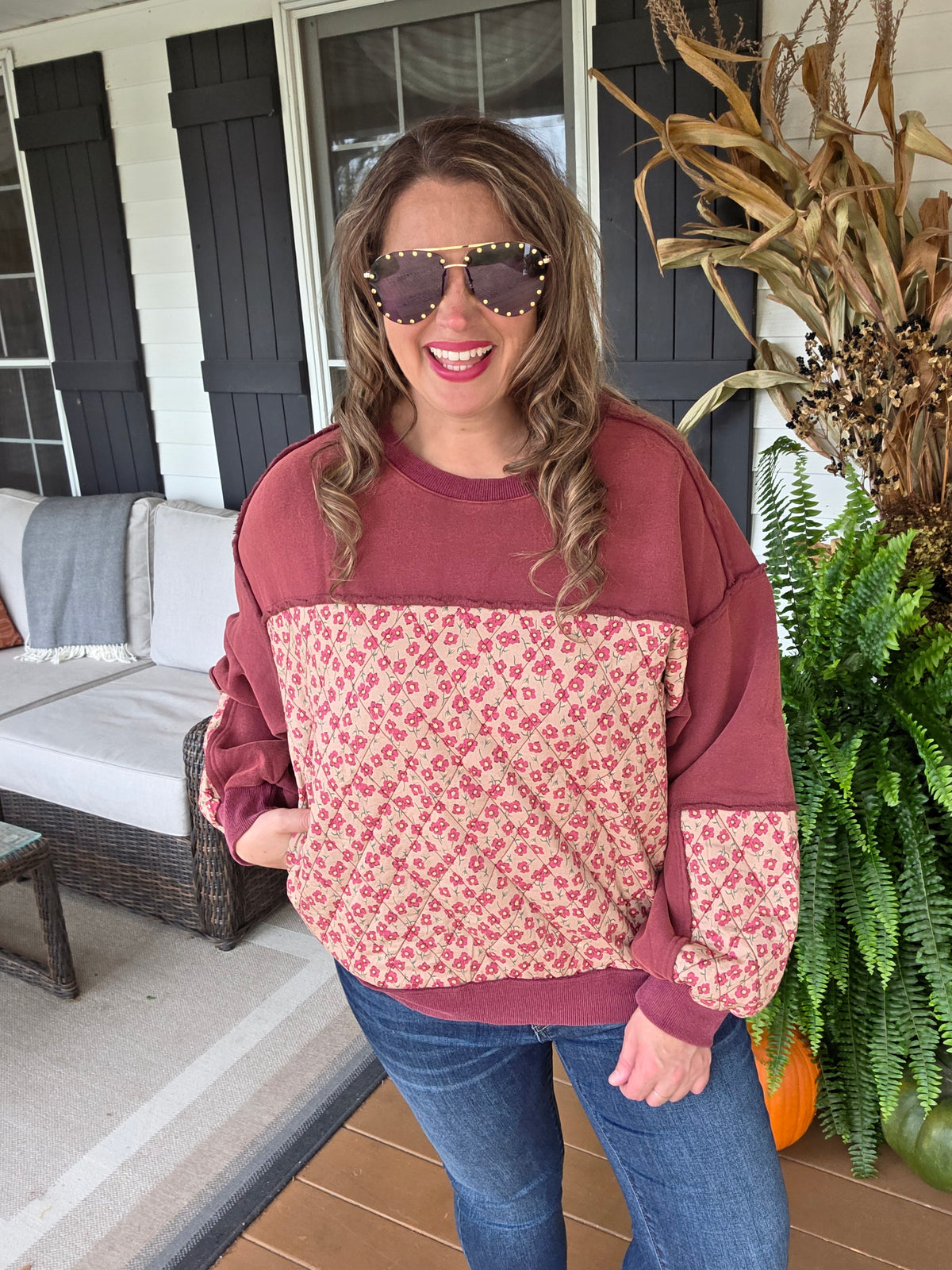 MULBERRY FLEECE LINED QUILTED PULLOVER W/ SIDE POCKETS