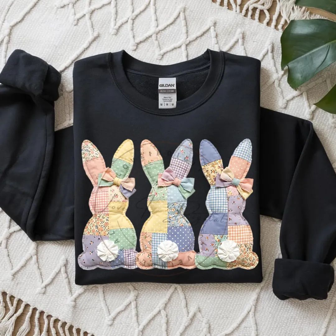 QUILTED FAUX BUNNIES SWEATSHIRT