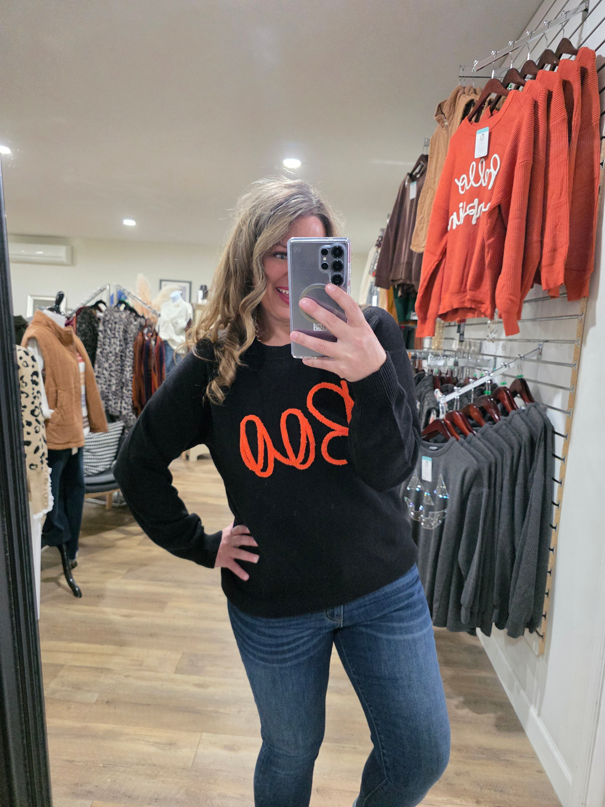 BLACK "BOO" KNIT SWEATER