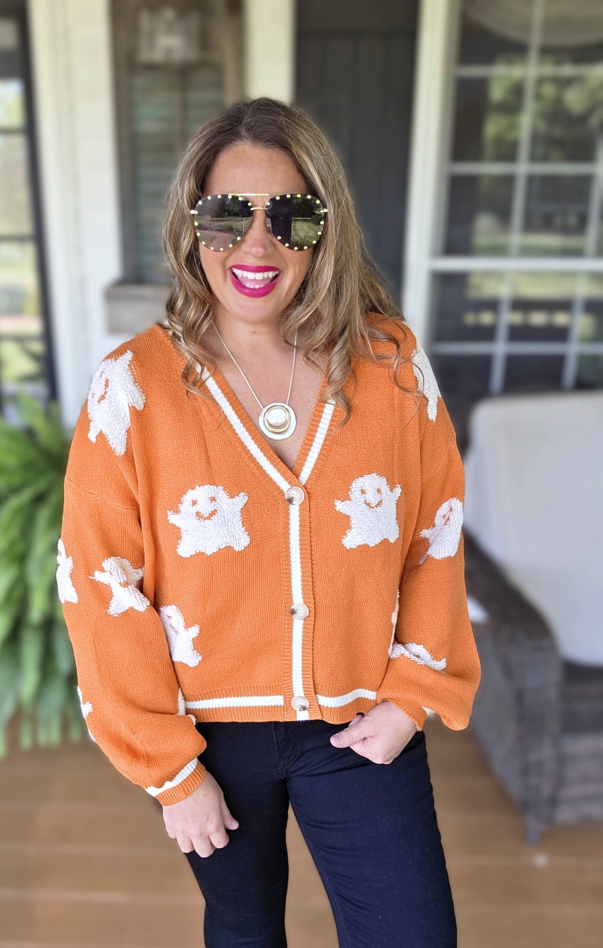 GHOST BUTTON UP CARDIGAN SWEATER
