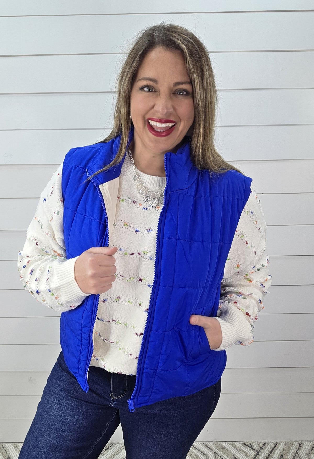 ROYAL BLUE QUILTED VEST