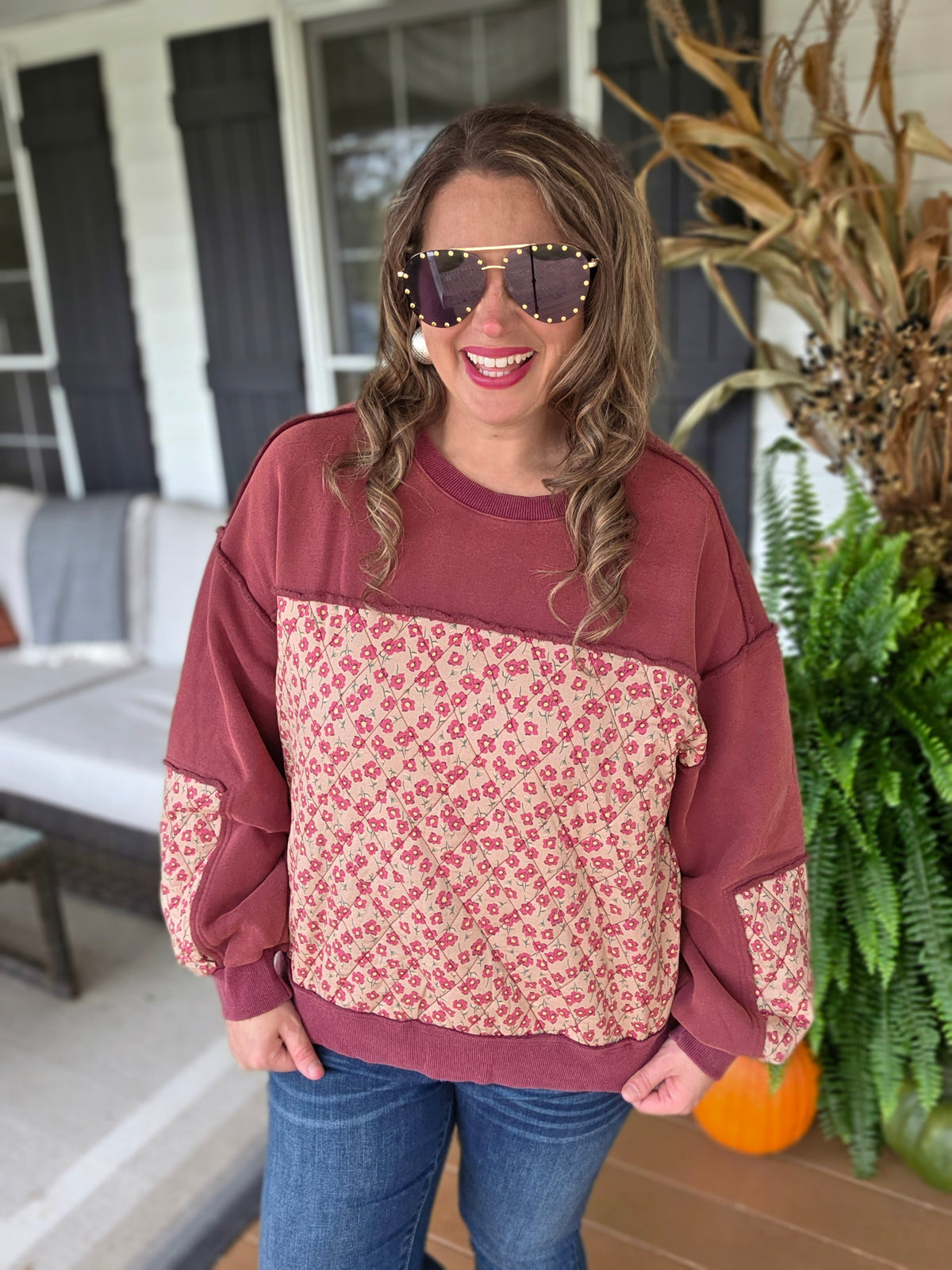 MULBERRY FLEECE LINED QUILTED PULLOVER W/ SIDE POCKETS