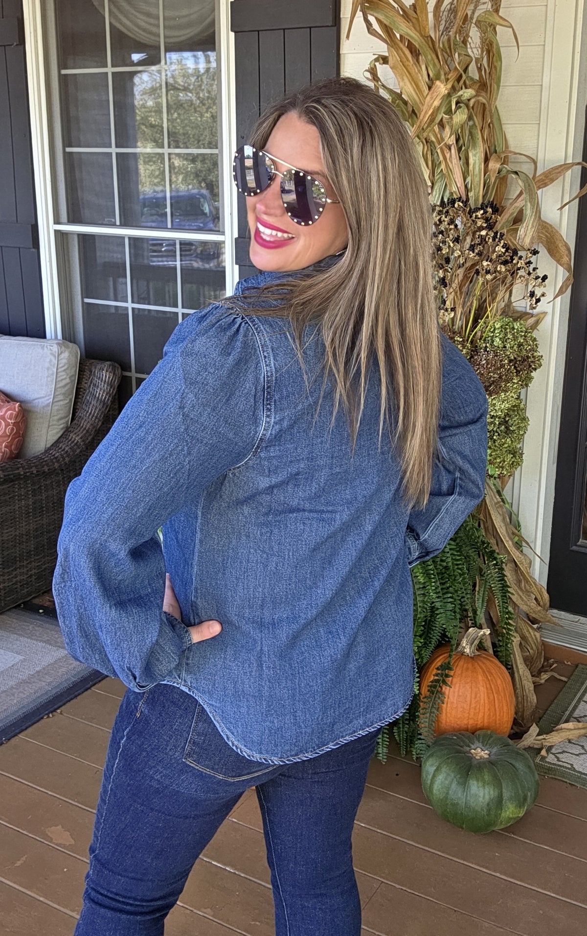 DARK DENIM PEARL SNAP SHIRT