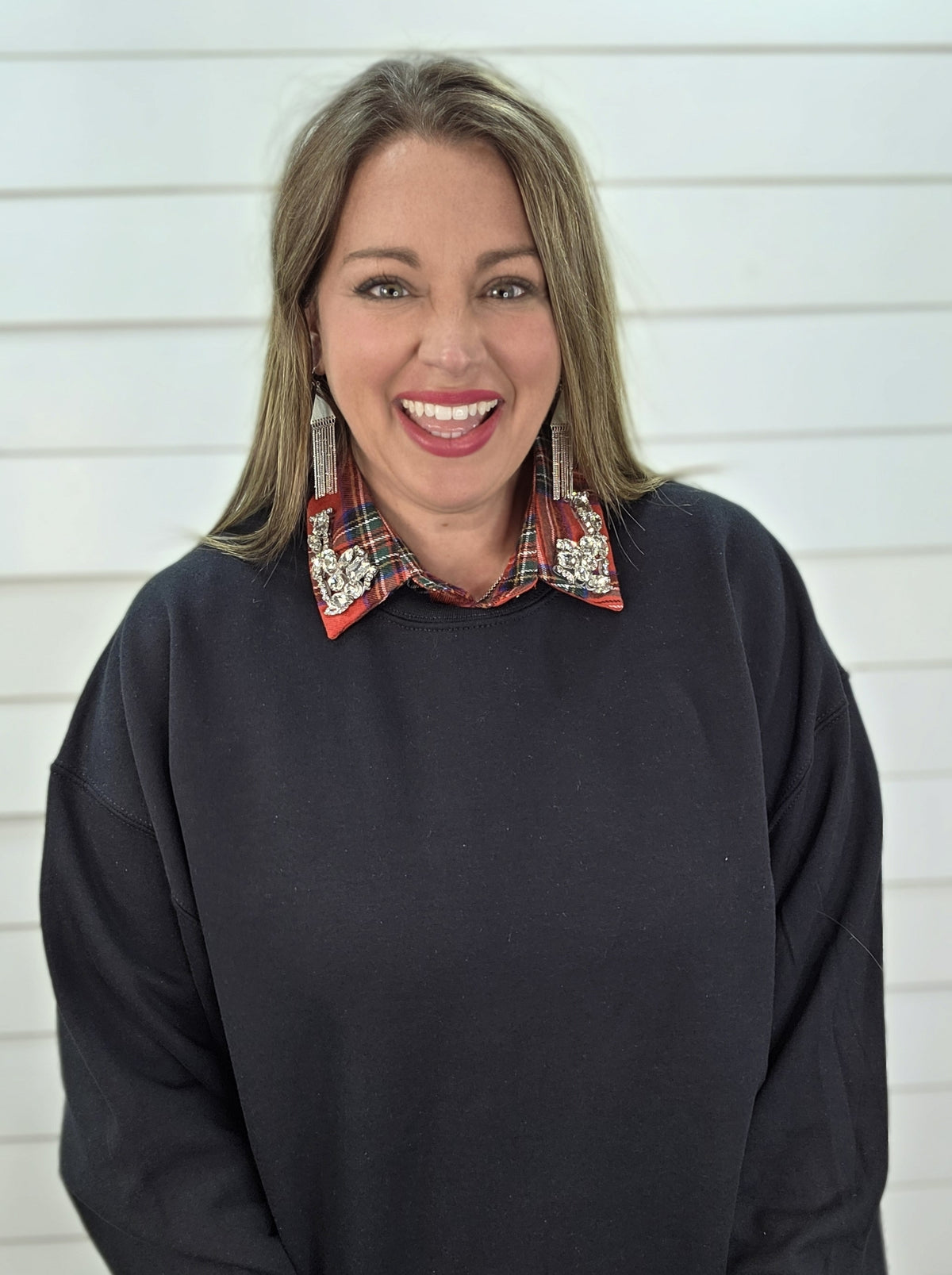 RED PLAID BLING COLLAR