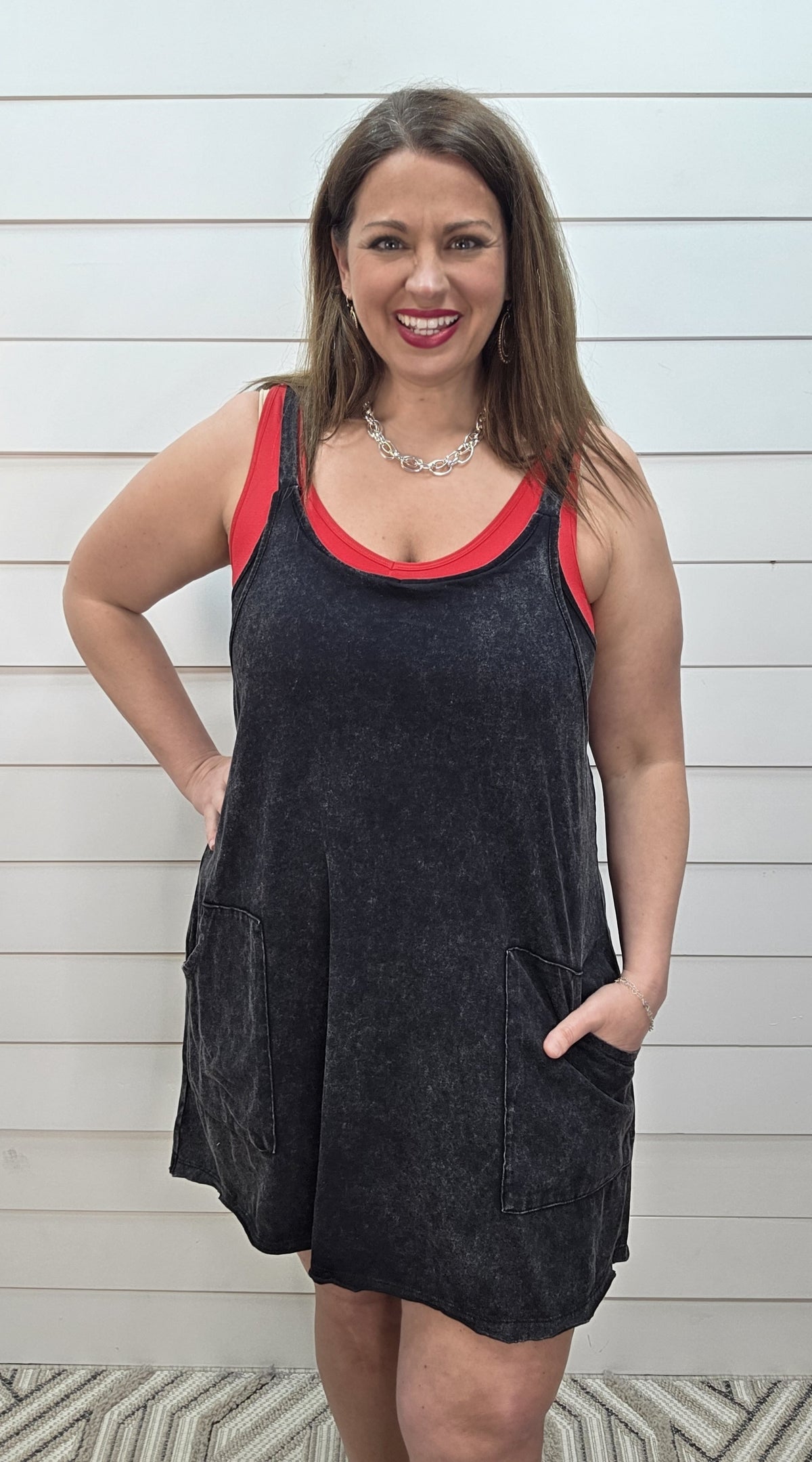 BLACK MINERAL WASH SKORT DRESS