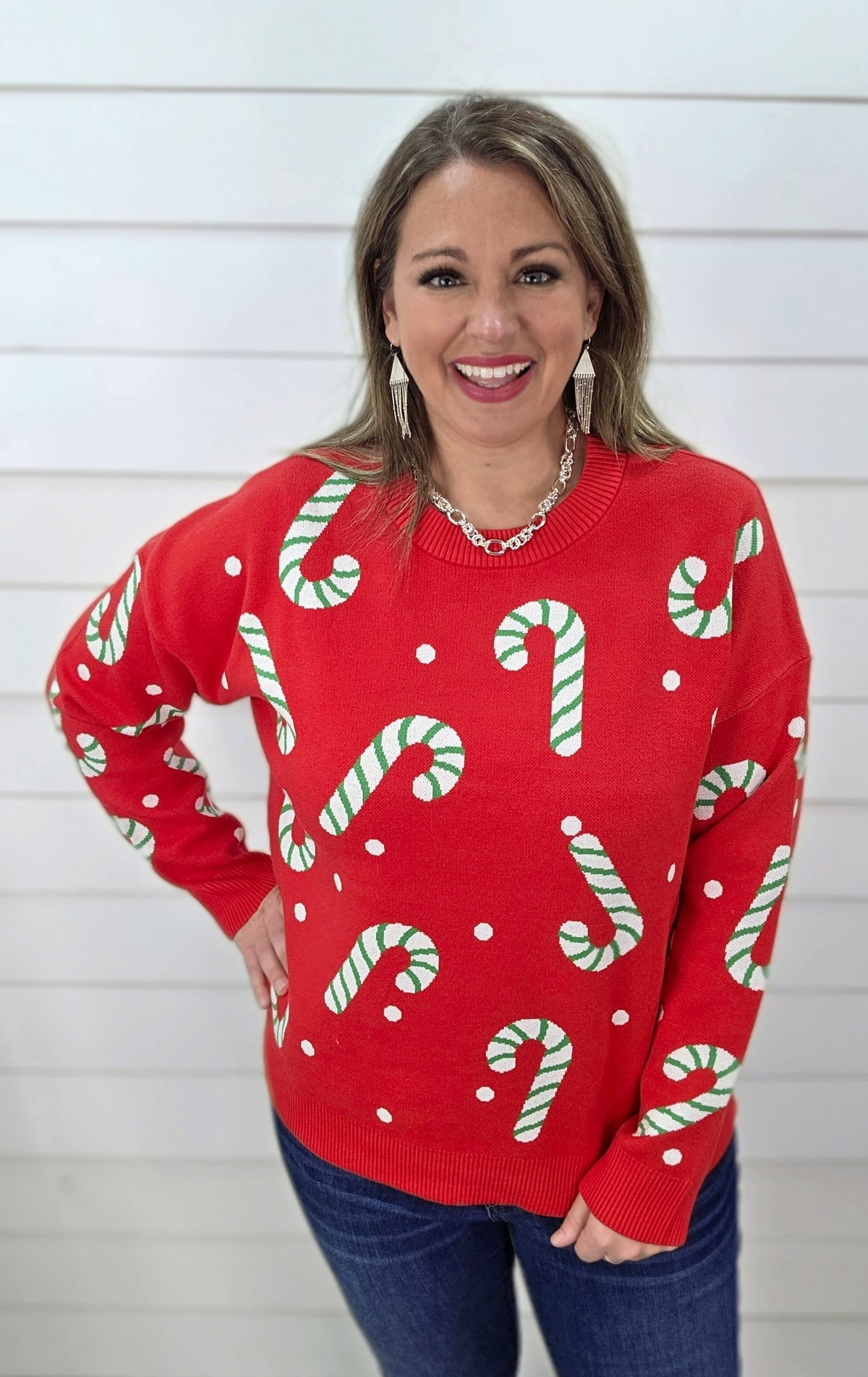 RED CANDY CANE SWEATER