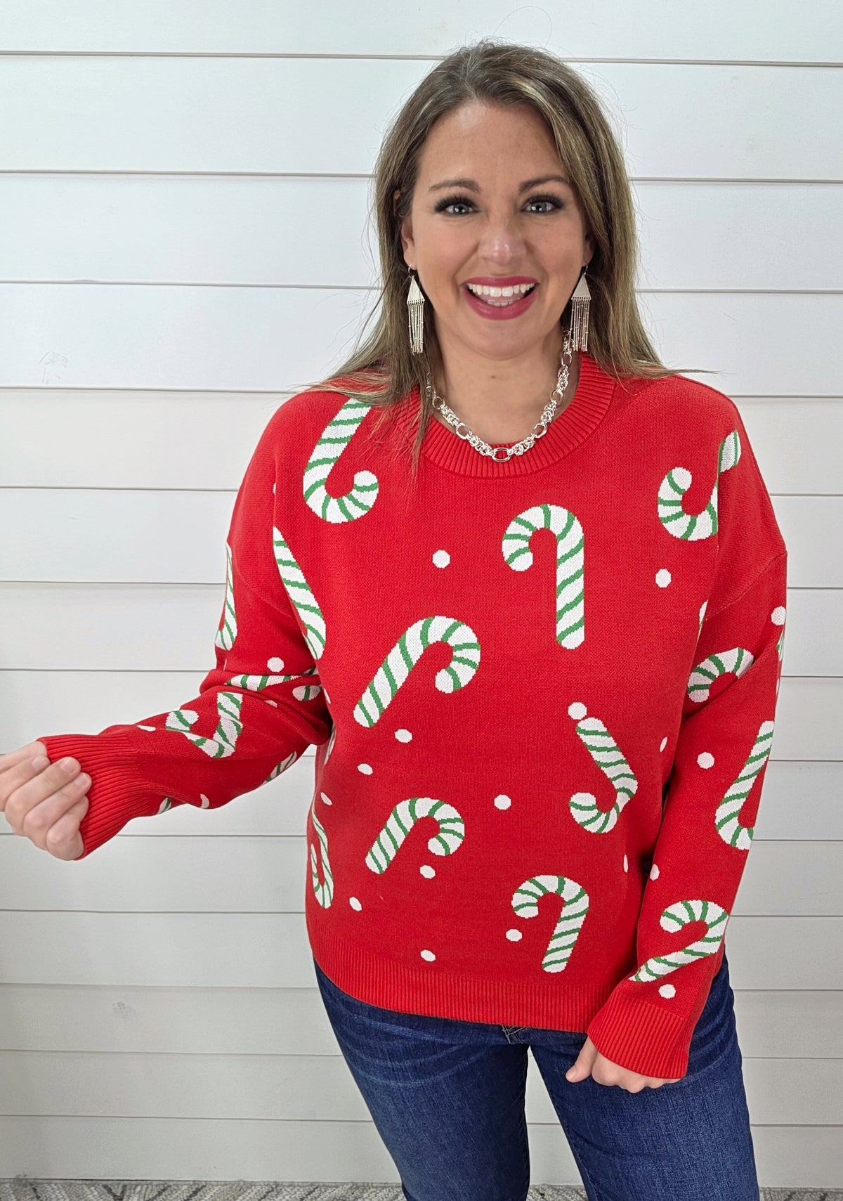 RED CANDY CANE SWEATER